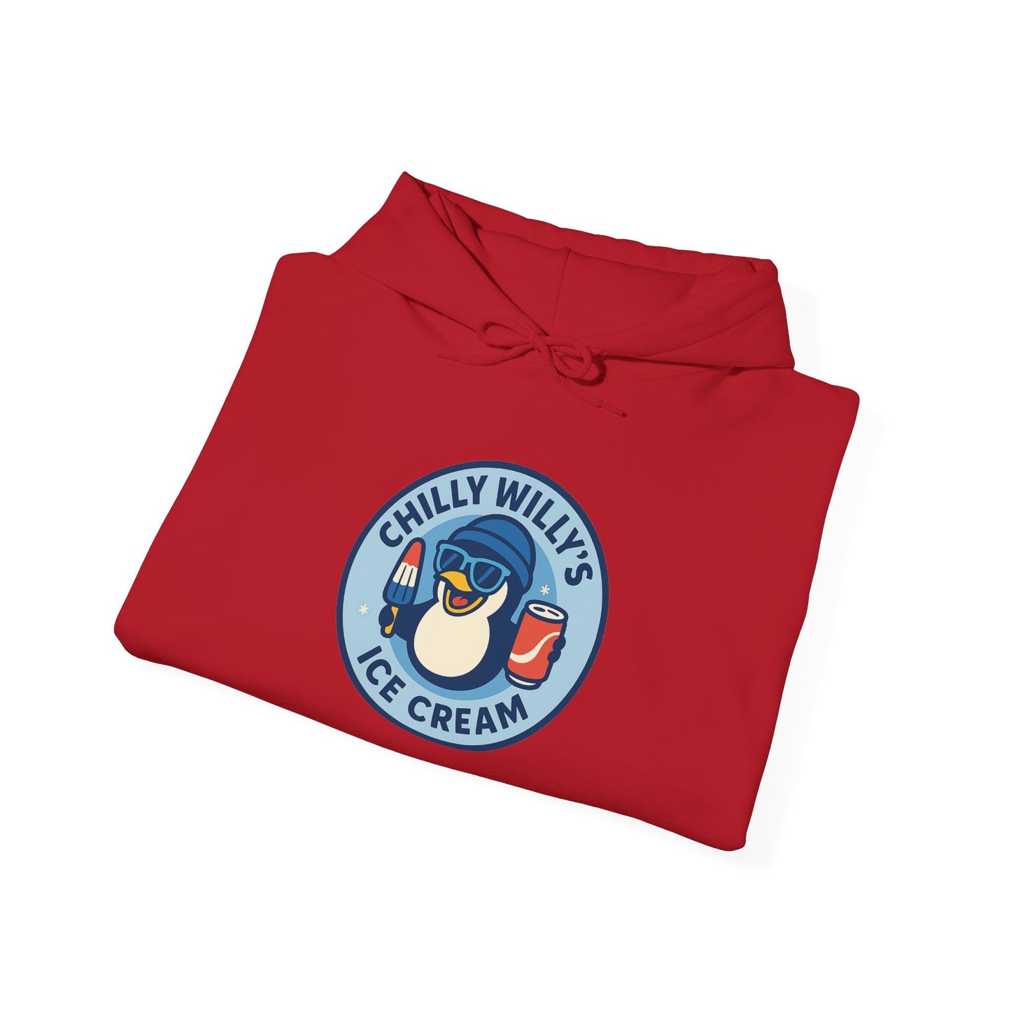 Chilly Willy's Ice Cream Hooded Sweatshirt, Unisex Hoodie, Summer Apparel, Gift for Ice Cream Lovers, Casual Wear