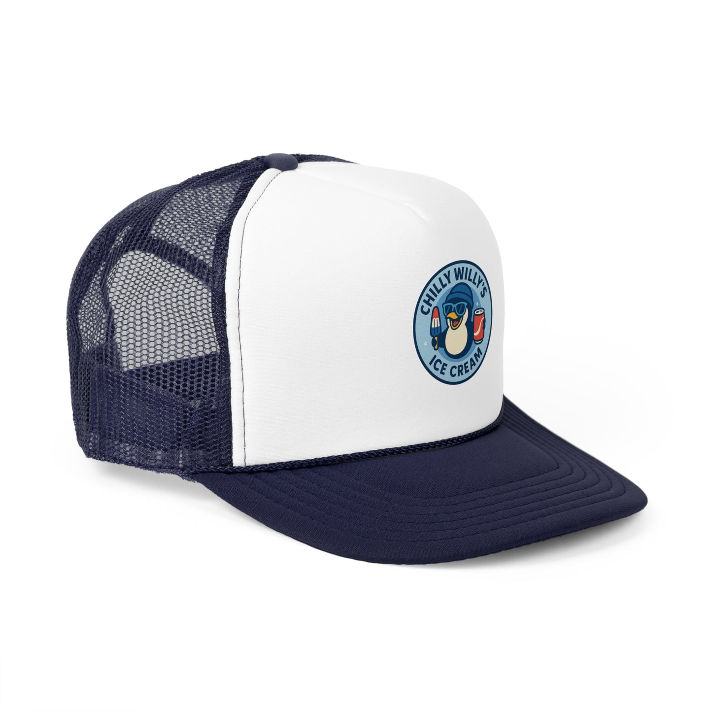 Chilly Willy's Ice Cream Trucker Cap, Summer Hats, Casual Outdoor Accessories, Gift for Ice Cream Lovers, Retro Style Cap
