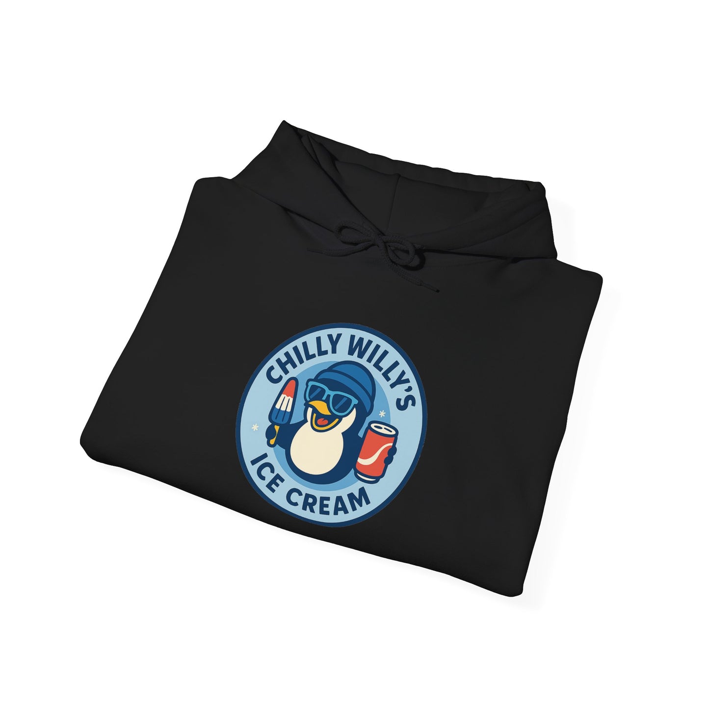 Chilly Willy's Ice Cream Hooded Sweatshirt, Unisex Hoodie, Summer Apparel, Gift for Ice Cream Lovers, Casual Wear