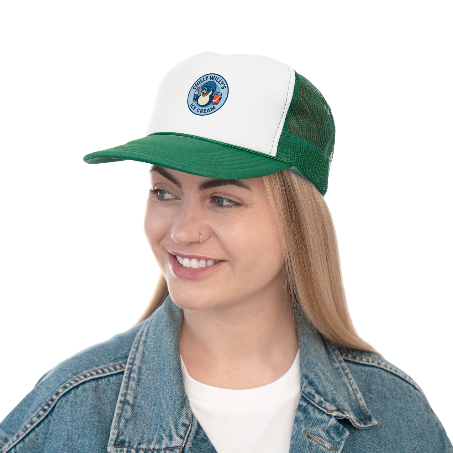 Chilly Willy's Ice Cream Trucker Cap, Summer Hats, Casual Outdoor Accessories, Gift for Ice Cream Lovers, Retro Style Cap