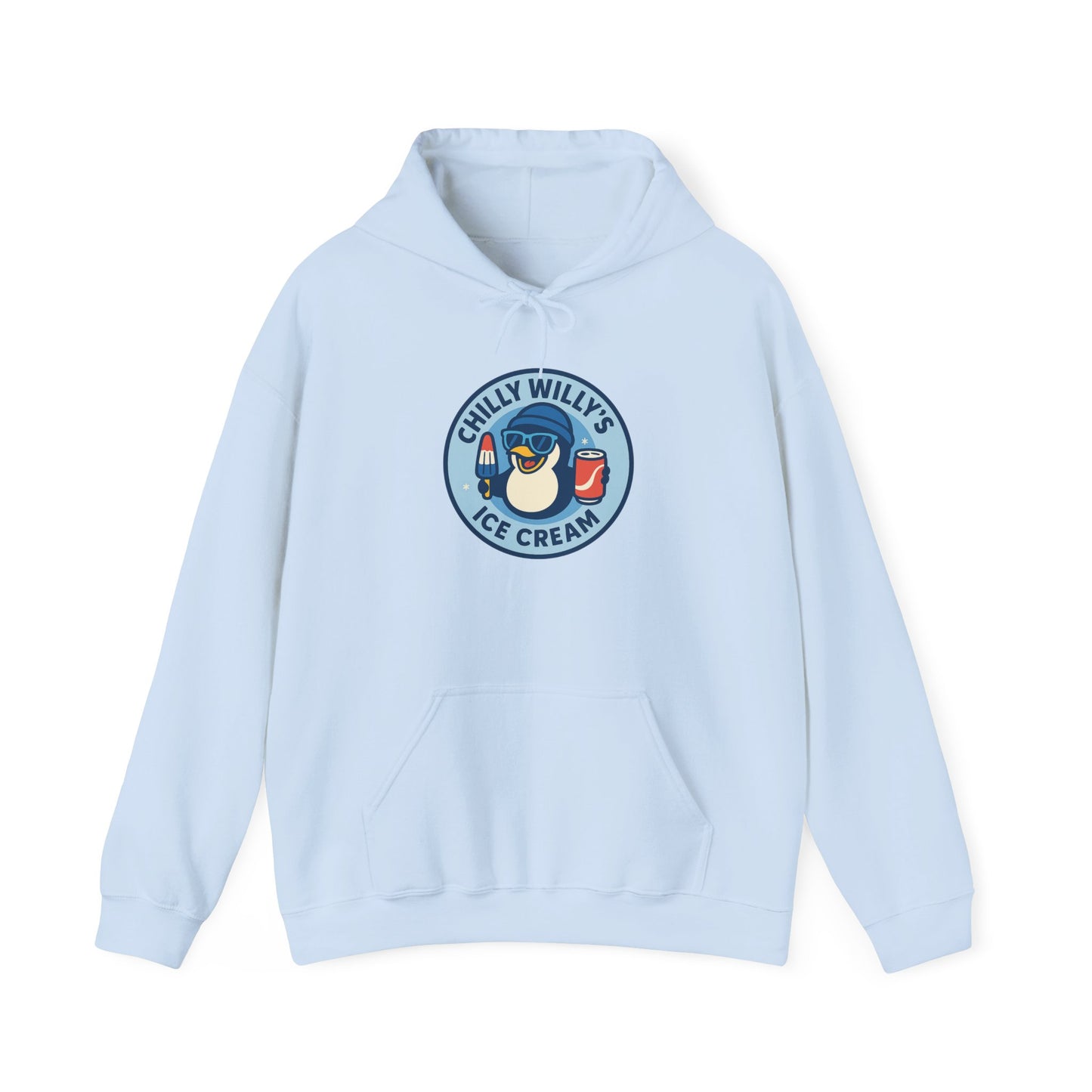 Chilly Willy's Ice Cream Hooded Sweatshirt, Unisex Hoodie, Summer Apparel, Gift for Ice Cream Lovers, Casual Wear