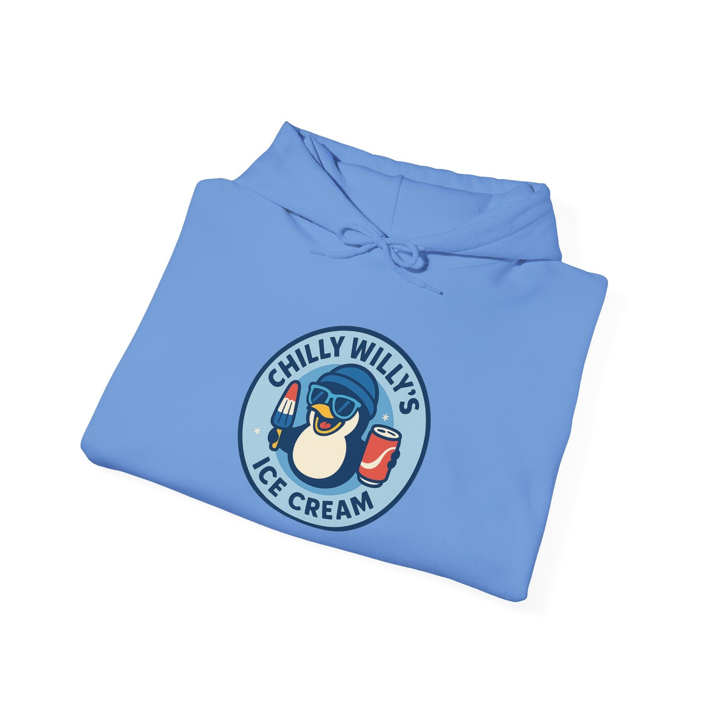 Chilly Willy's Ice Cream Hooded Sweatshirt, Unisex Hoodie, Summer Apparel, Gift for Ice Cream Lovers, Casual Wear