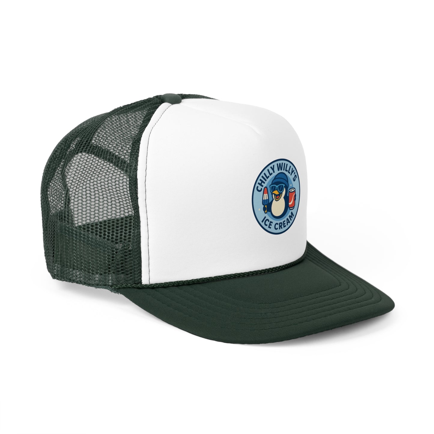 Chilly Willy's Ice Cream Trucker Cap, Summer Hats, Casual Outdoor Accessories, Gift for Ice Cream Lovers, Retro Style Cap