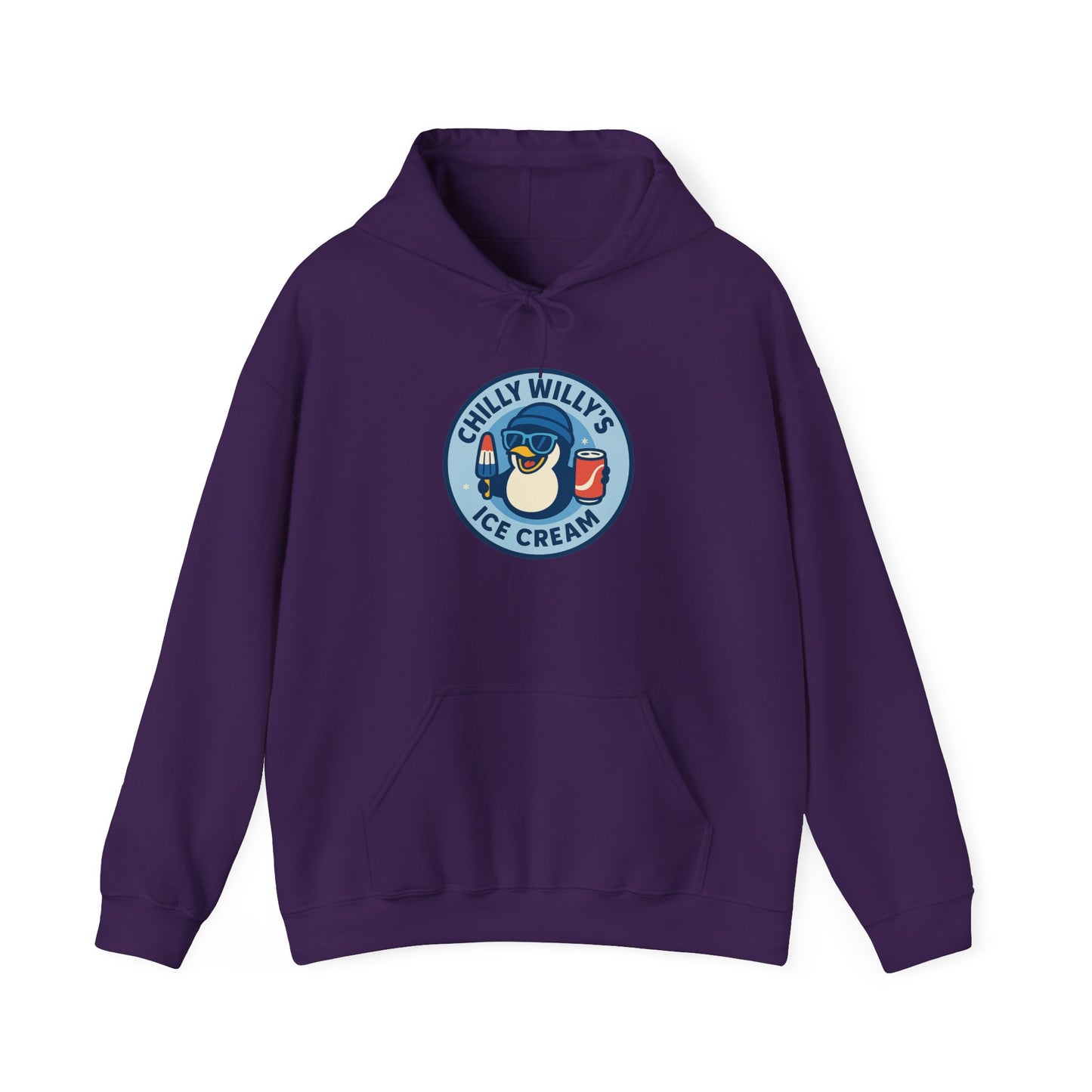 Chilly Willy's Ice Cream Hooded Sweatshirt, Unisex Hoodie, Summer Apparel, Gift for Ice Cream Lovers, Casual Wear