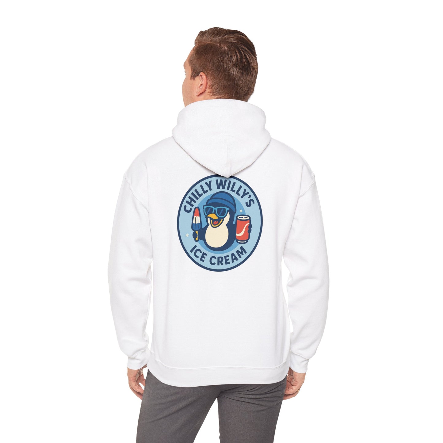 Chilly Willy's Ice Cream Hooded Sweatshirt, Unisex Hoodie, Summer Apparel, Gift for Ice Cream Lovers, Casual Wear