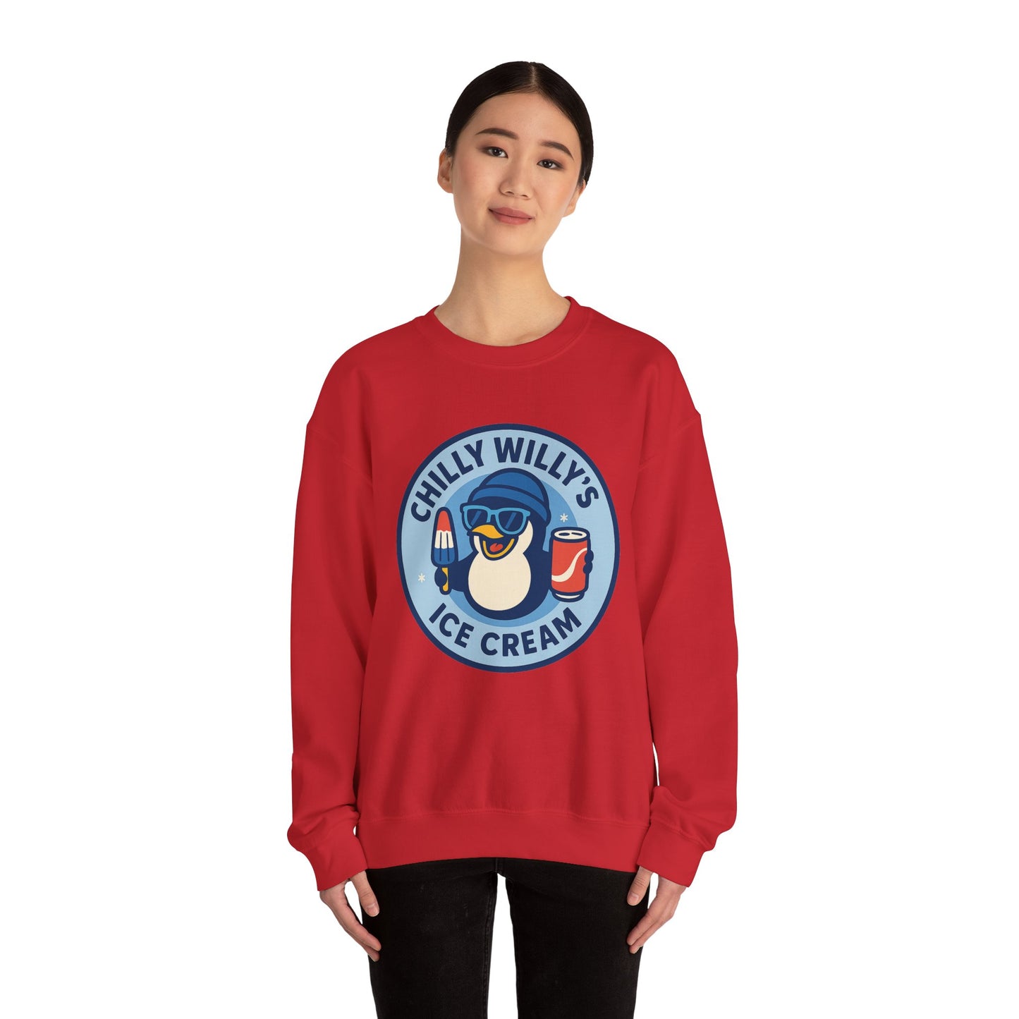 Chilly Willy's Ice Cream Sweatshirt, Fun Unisex Crewneck, Perfect for Ice Cream Lovers, Summer Vibes Apparel, Gift for Friends & Family