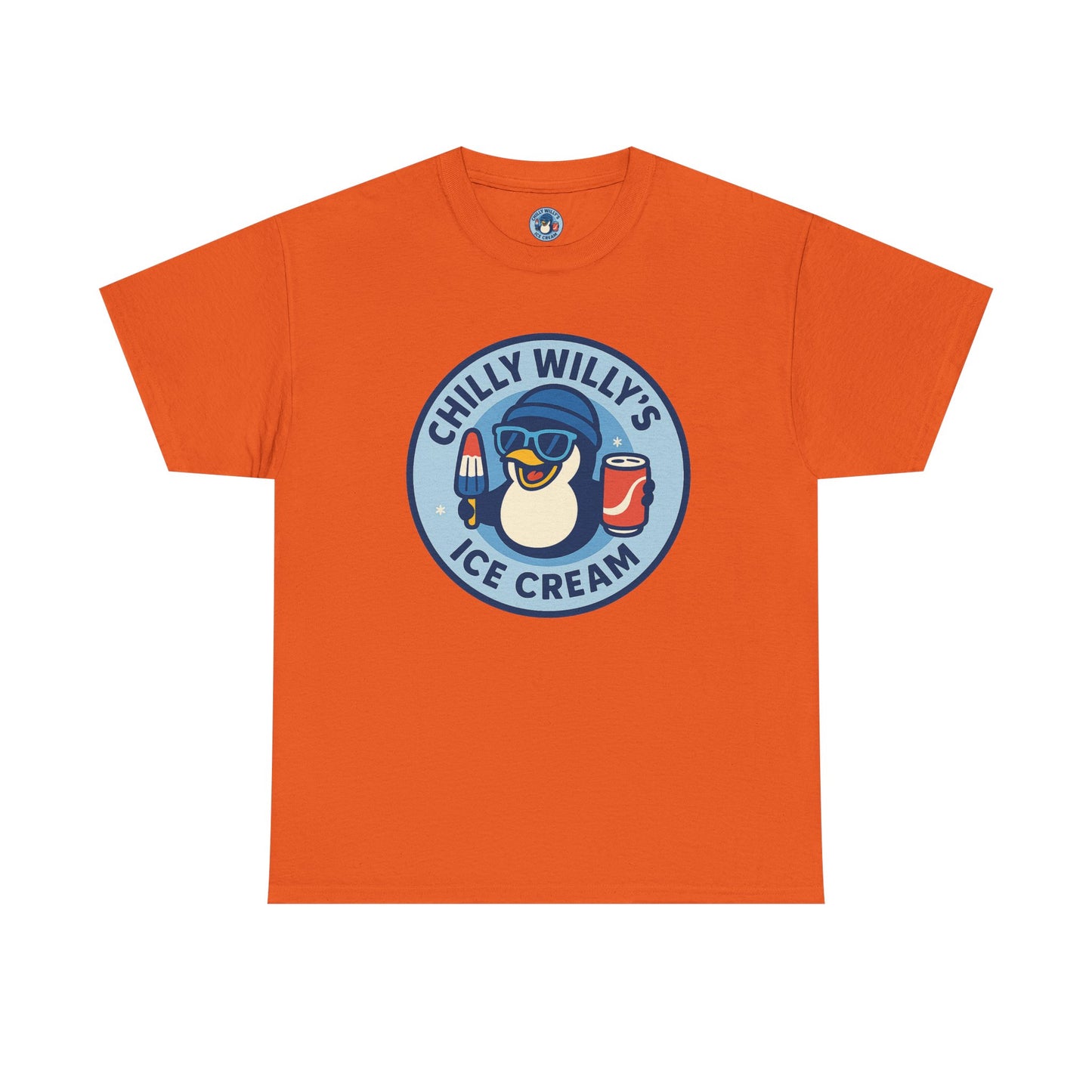 Chilly Willy's Ice Cream Tee, Fun Summer T-Shirt, Penguin Theme Shirt, Unisex Casual Wear, Ice Cream Lovers Gift