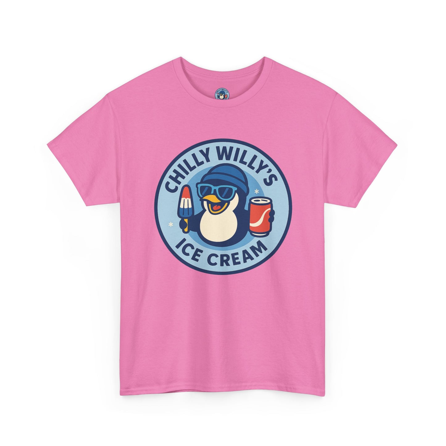 Chilly Willy's Ice Cream Tee, Fun Summer T-Shirt, Penguin Theme Shirt, Unisex Casual Wear, Ice Cream Lovers Gift
