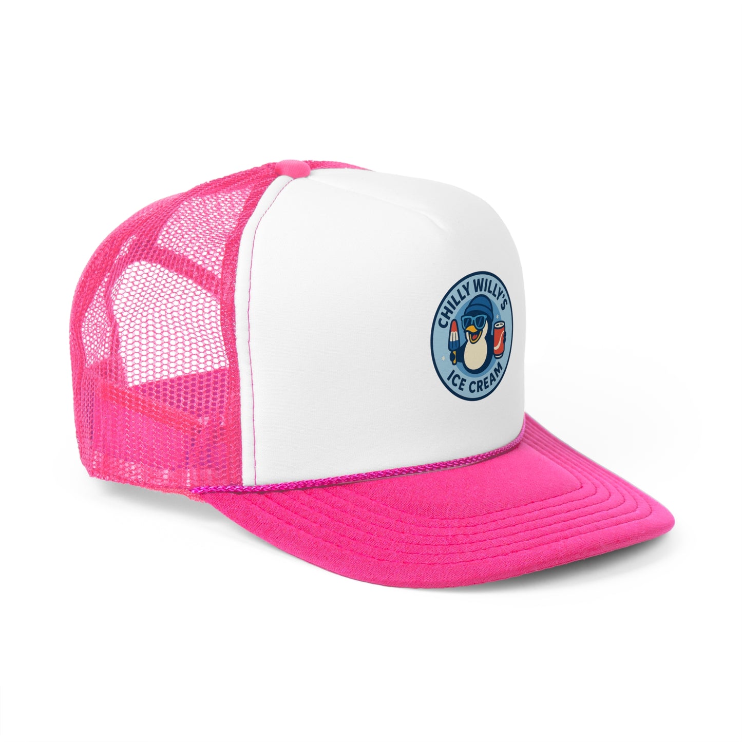 Chilly Willy's Ice Cream Trucker Cap, Summer Hats, Casual Outdoor Accessories, Gift for Ice Cream Lovers, Retro Style Cap