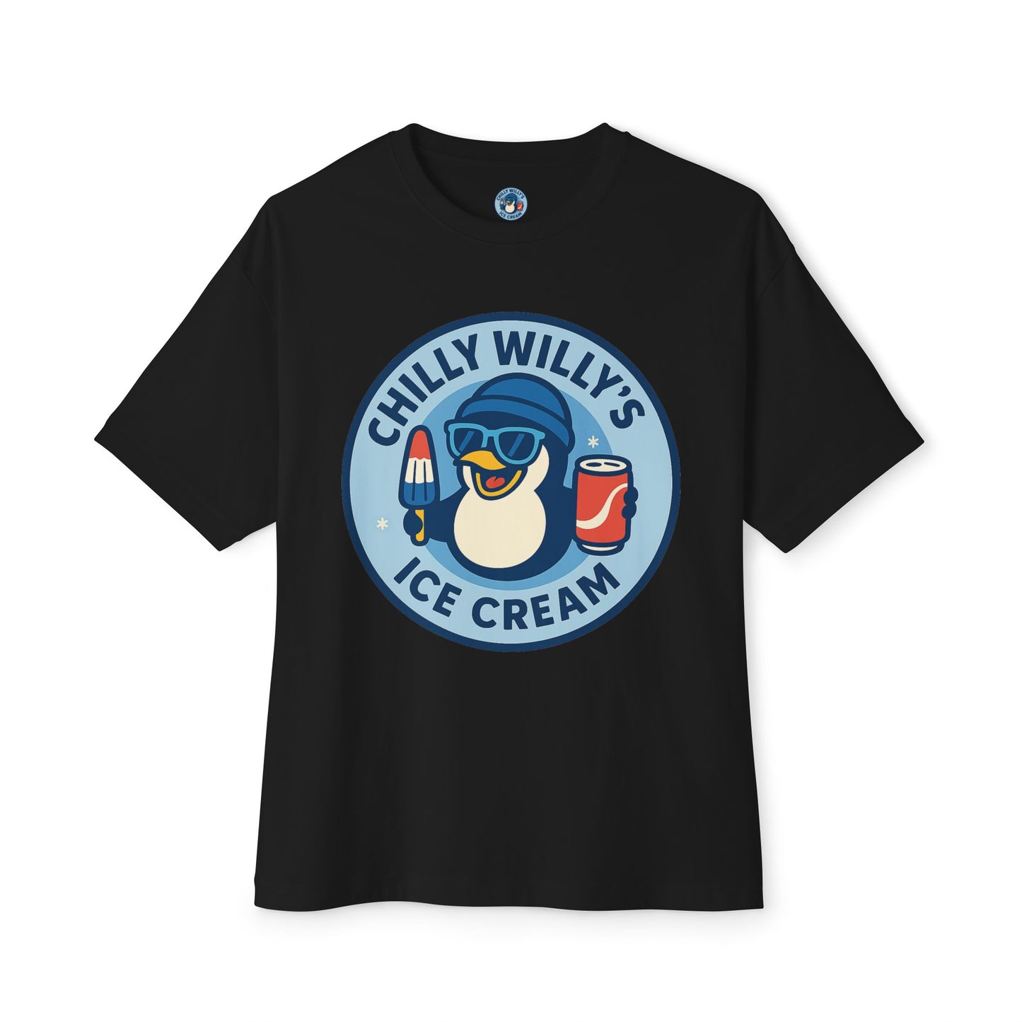 Chilly Willy's Ice Cream Oversized Tee, Summer Vibe Shirt, Fun Graphic T-Shirt, Casual Wear, Gift for Ice Cream Lovers