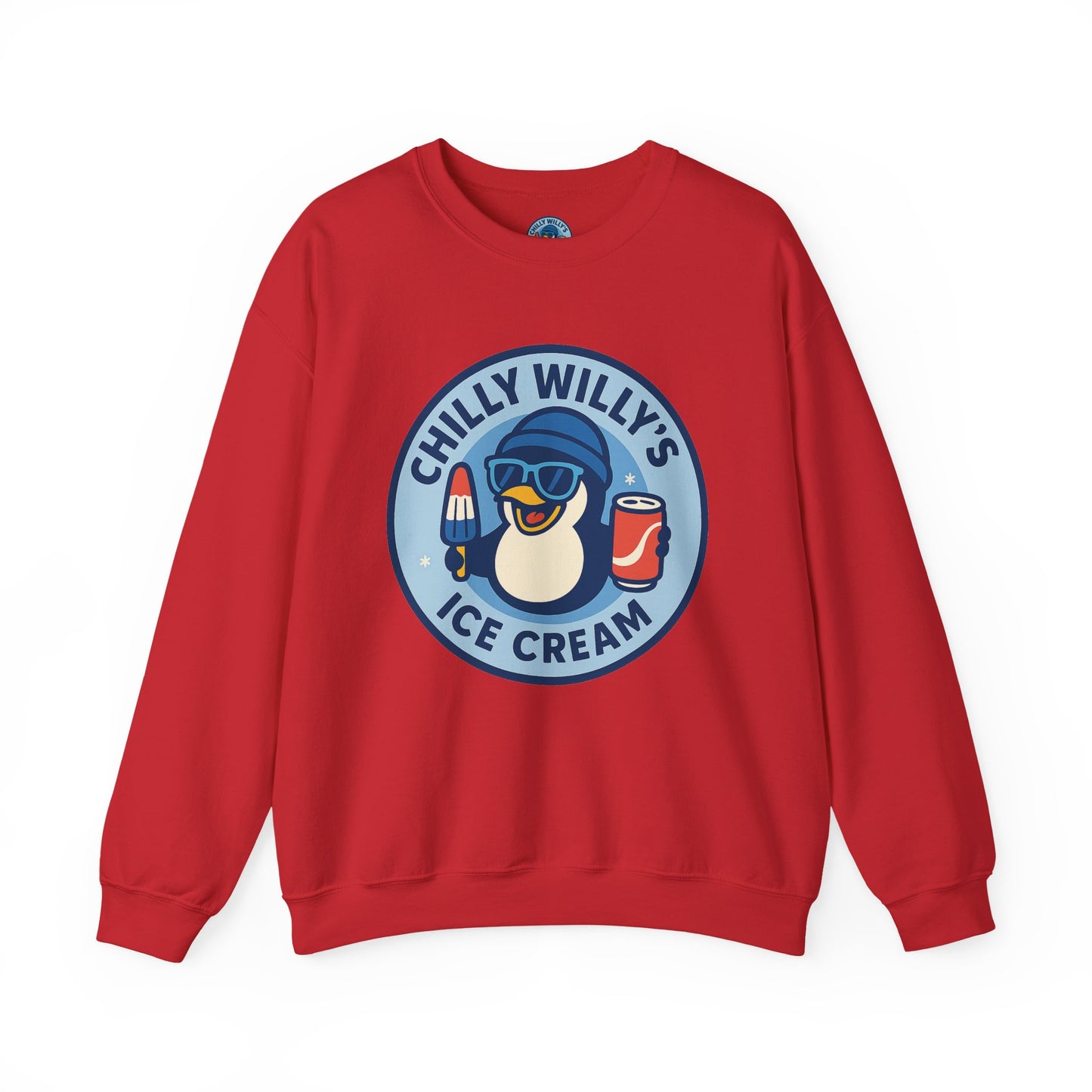 Chilly Willy's Ice Cream Sweatshirt, Fun Unisex Crewneck, Perfect for Ice Cream Lovers, Summer Vibes Apparel, Gift for Friends & Family