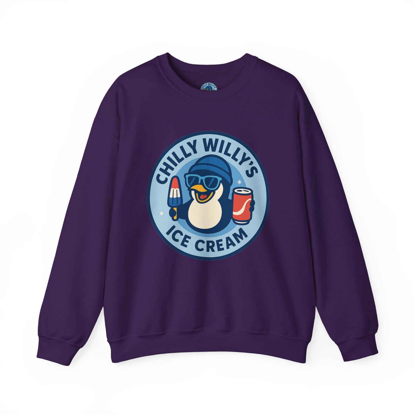 Chilly Willy's Ice Cream Sweatshirt, Fun Unisex Crewneck, Perfect for Ice Cream Lovers, Summer Vibes Apparel, Gift for Friends & Family