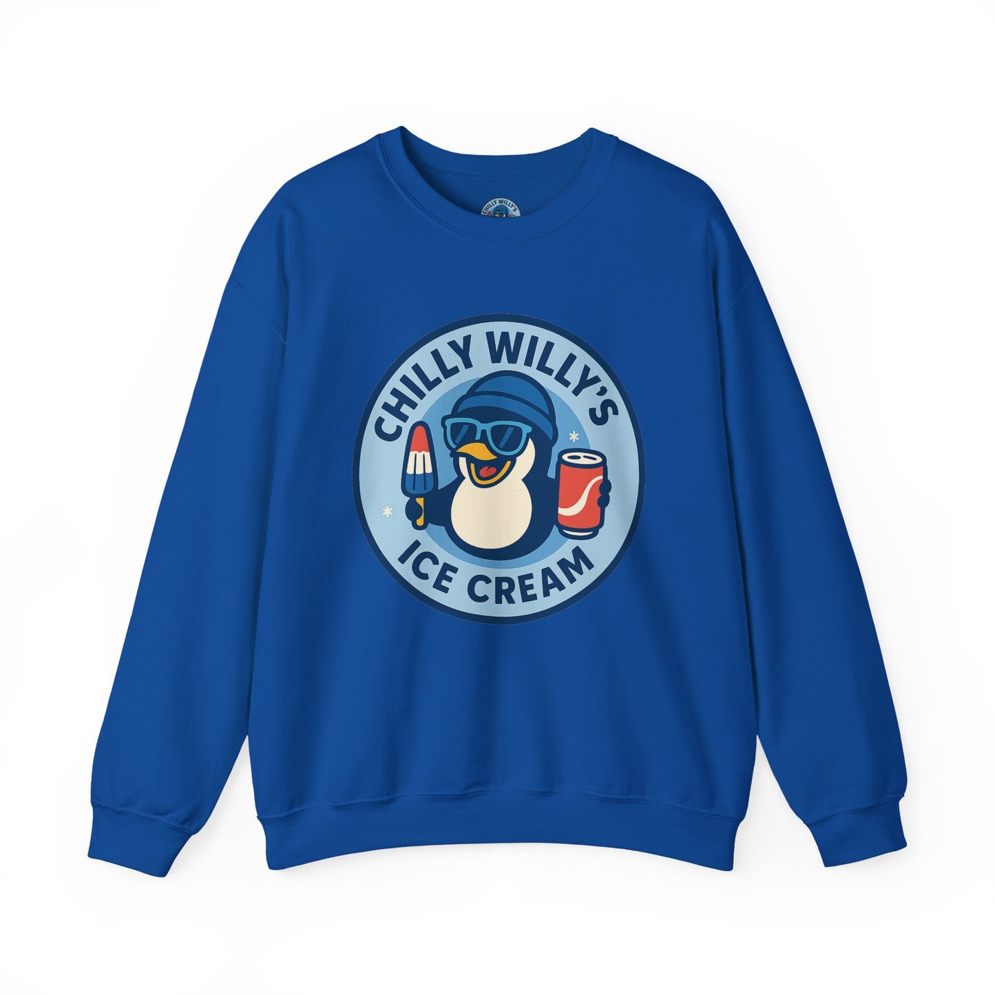 Chilly Willy's Ice Cream Sweatshirt, Fun Unisex Crewneck, Perfect for Ice Cream Lovers, Summer Vibes Apparel, Gift for Friends & Family