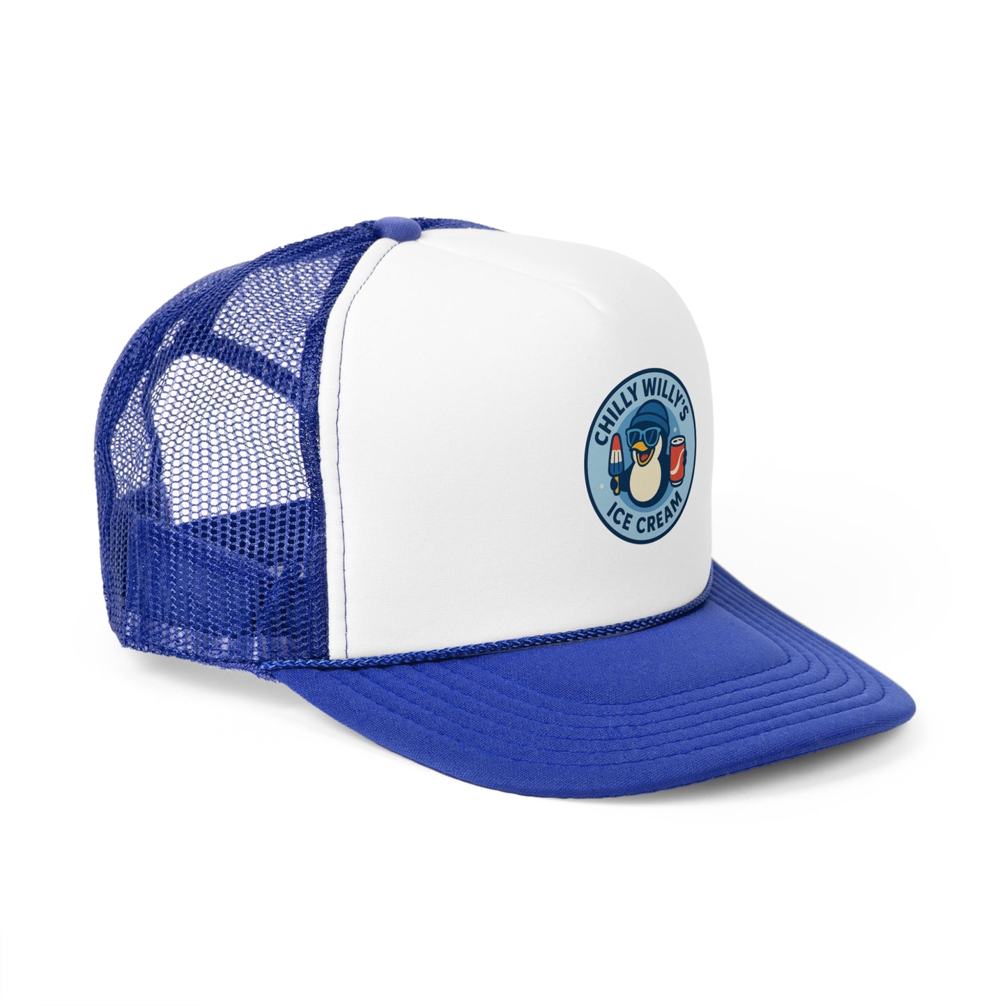 Chilly Willy's Ice Cream Trucker Cap, Summer Hats, Casual Outdoor Accessories, Gift for Ice Cream Lovers, Retro Style Cap