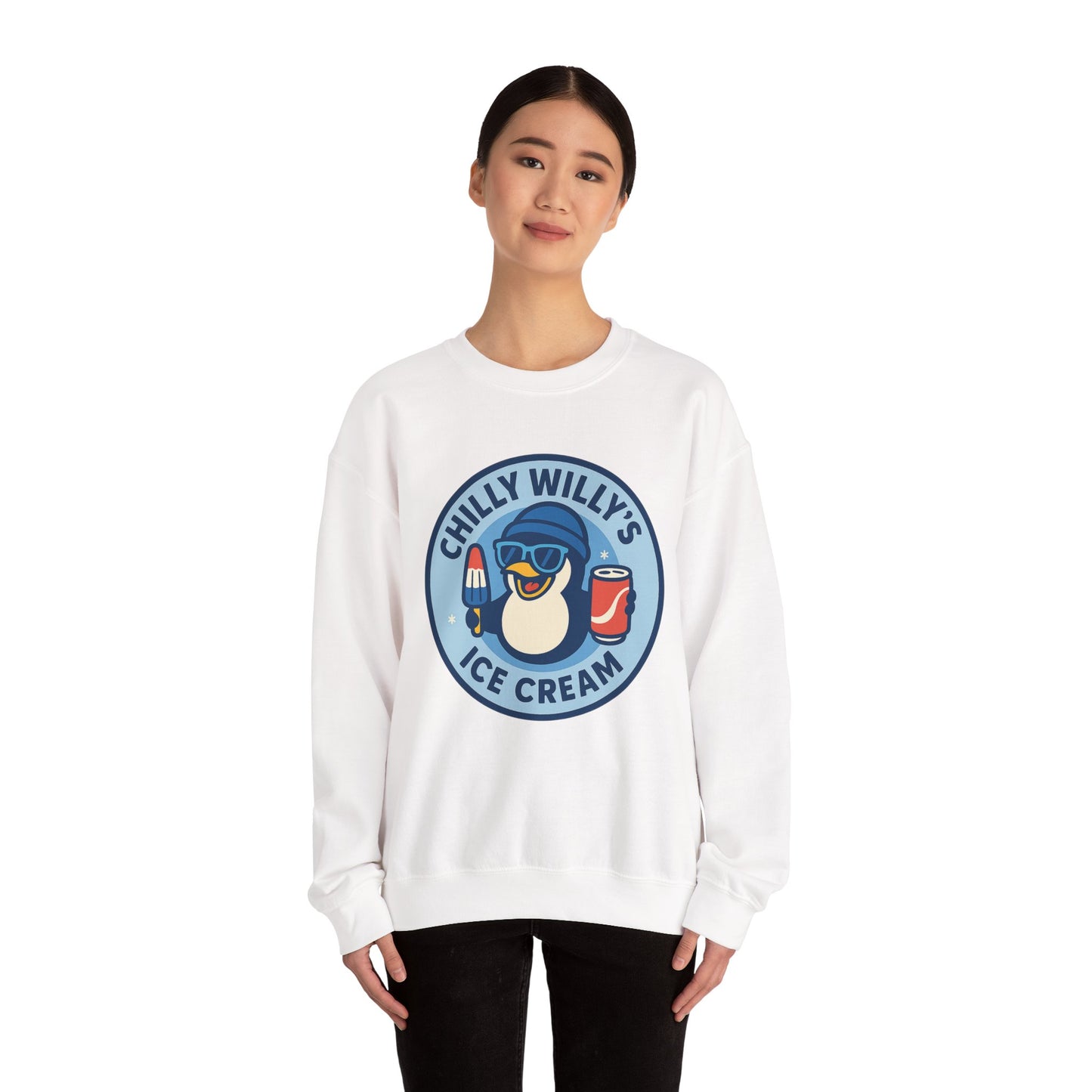 Chilly Willy's Ice Cream Sweatshirt, Fun Unisex Crewneck, Perfect for Ice Cream Lovers, Summer Vibes Apparel, Gift for Friends & Family