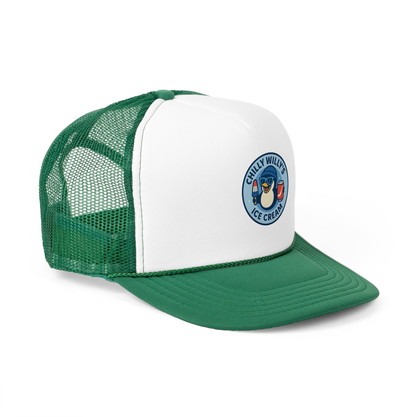 Chilly Willy's Ice Cream Trucker Cap, Summer Hats, Casual Outdoor Accessories, Gift for Ice Cream Lovers, Retro Style Cap