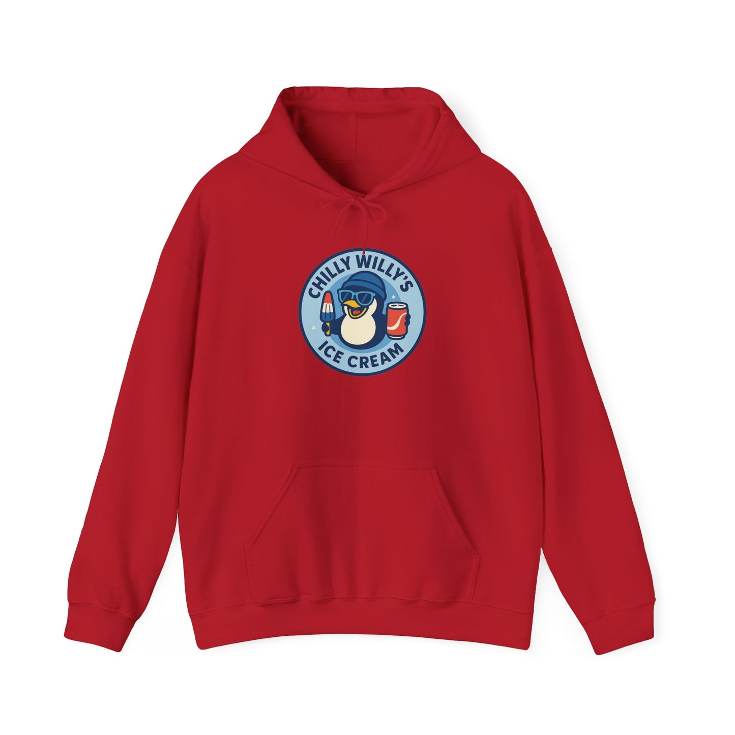 Chilly Willy's Ice Cream Hooded Sweatshirt, Unisex Hoodie, Summer Apparel, Gift for Ice Cream Lovers, Casual Wear