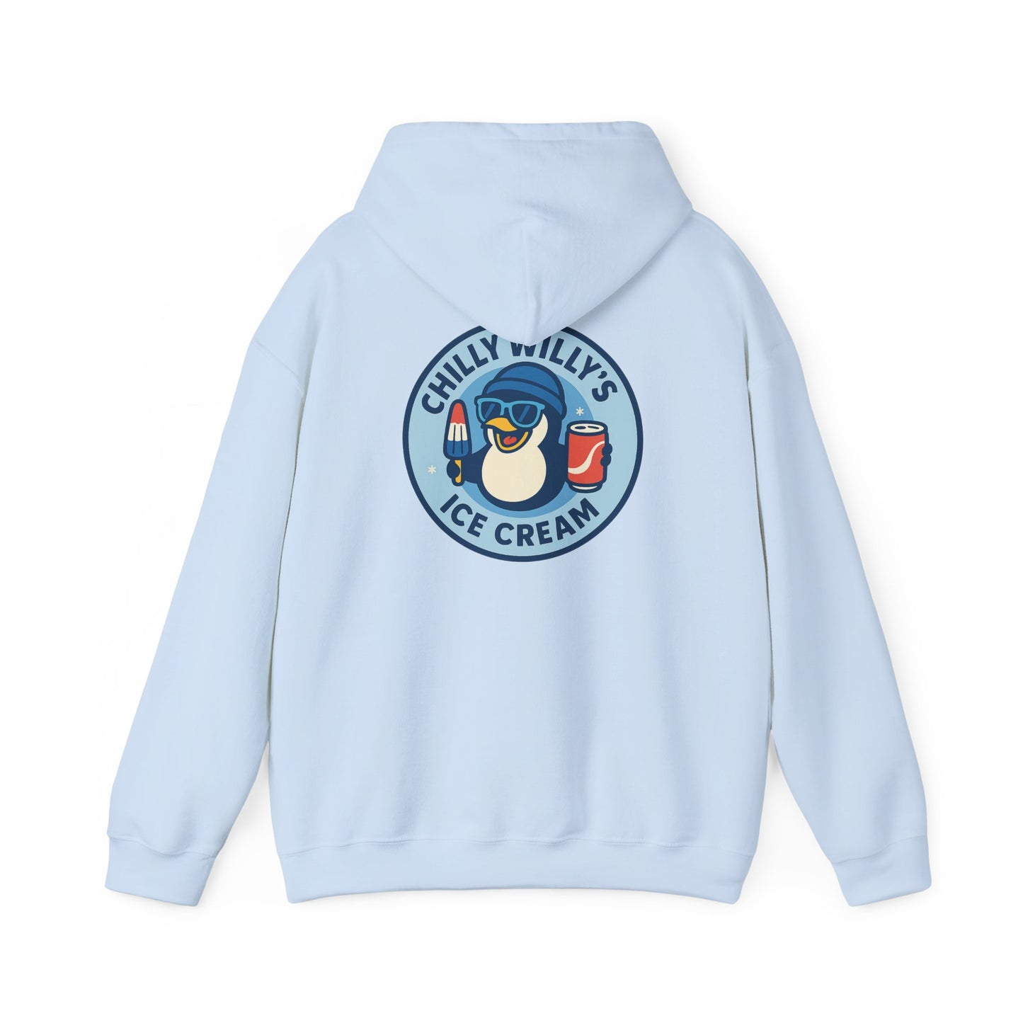 Chilly Willy's Ice Cream Hooded Sweatshirt, Unisex Hoodie, Summer Apparel, Gift for Ice Cream Lovers, Casual Wear