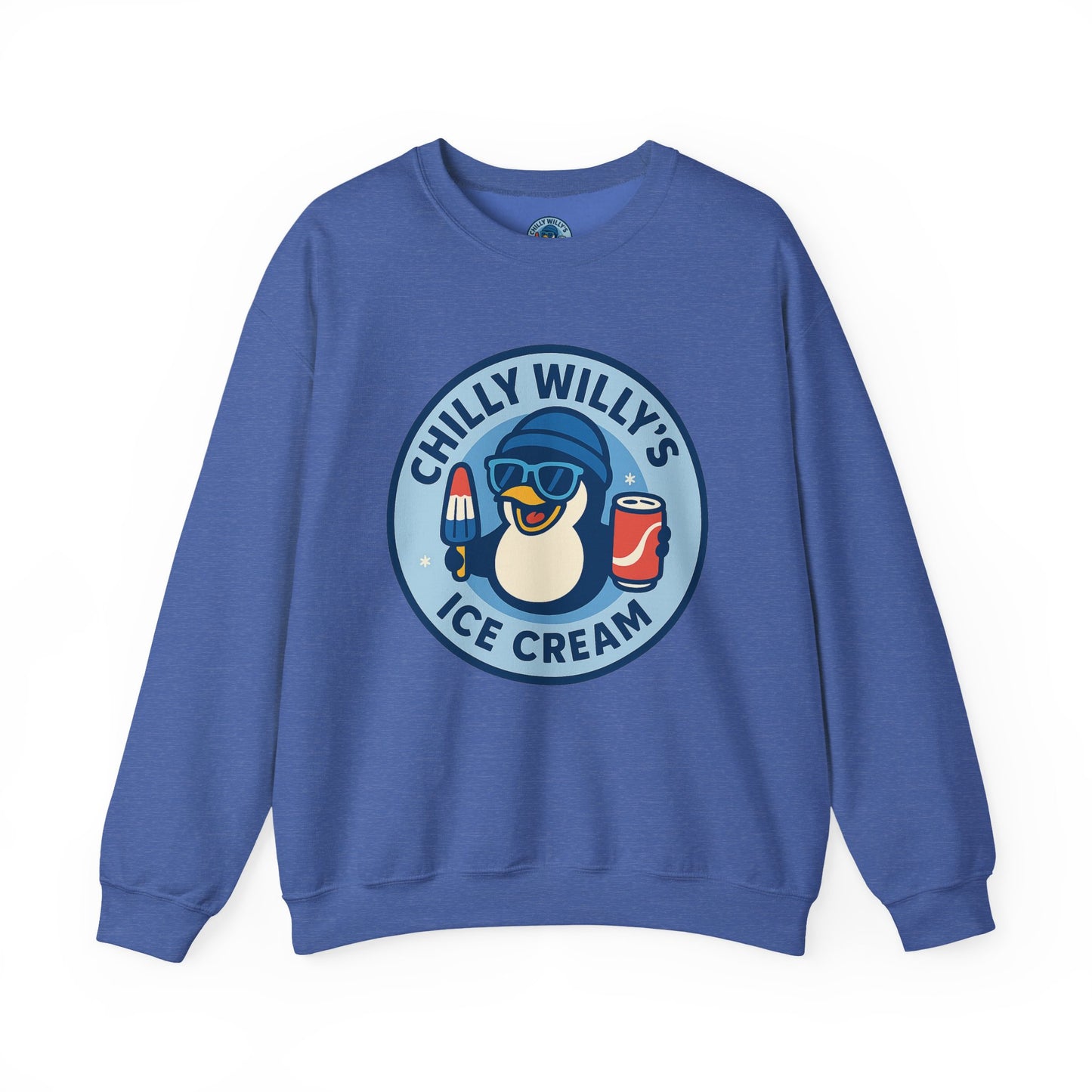 Chilly Willy's Ice Cream Sweatshirt, Fun Unisex Crewneck, Perfect for Ice Cream Lovers, Summer Vibes Apparel, Gift for Friends & Family