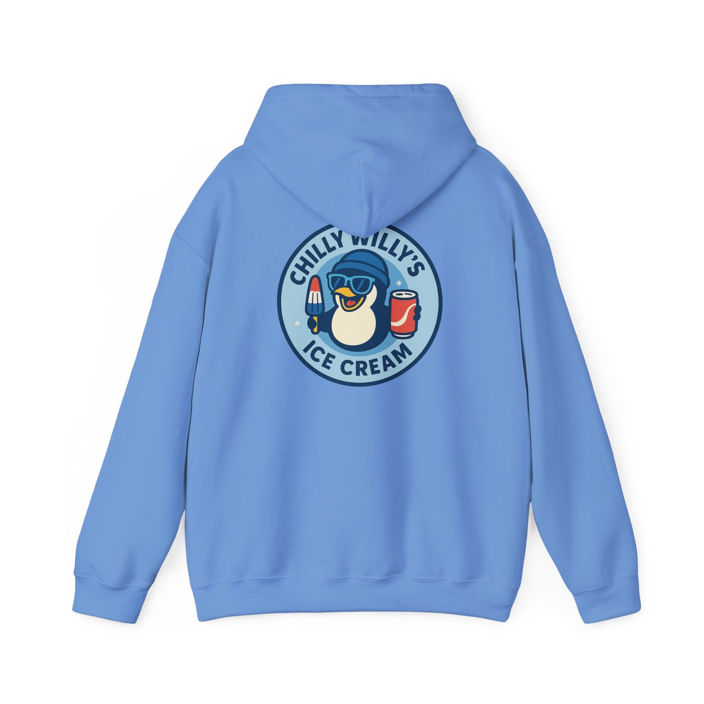 Chilly Willy's Ice Cream Hooded Sweatshirt, Unisex Hoodie, Summer Apparel, Gift for Ice Cream Lovers, Casual Wear
