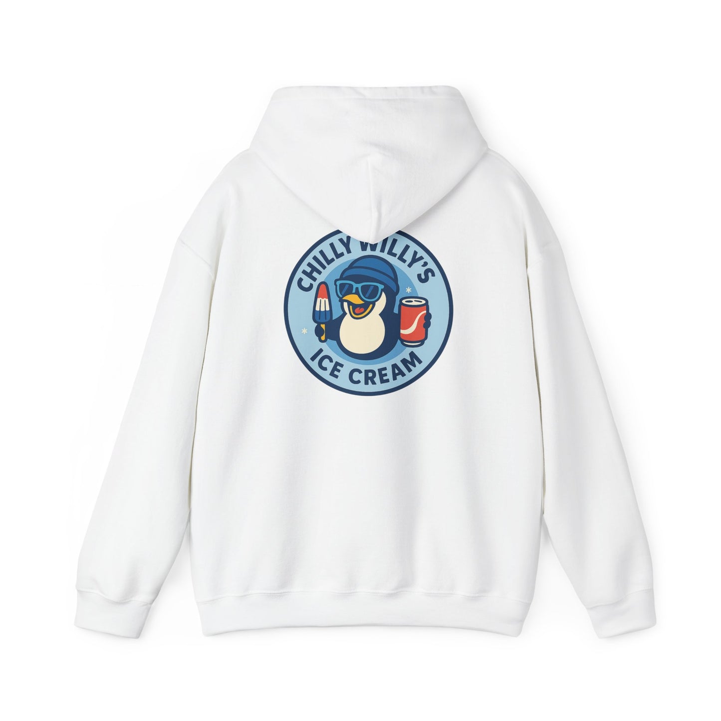Chilly Willy's Ice Cream Hooded Sweatshirt, Unisex Hoodie, Summer Apparel, Gift for Ice Cream Lovers, Casual Wear