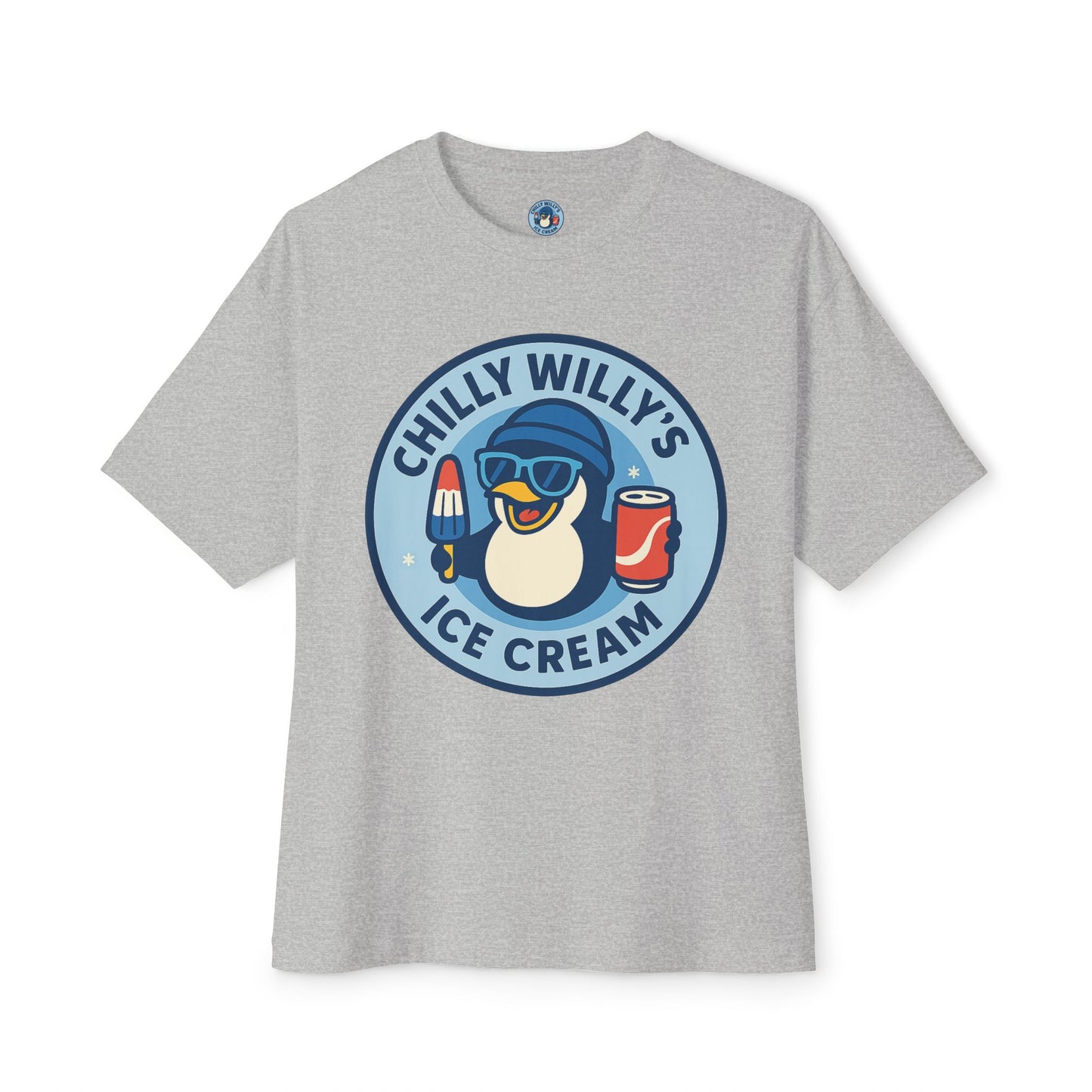 Chilly Willy's Ice Cream Oversized Tee, Summer Vibe Shirt, Fun Graphic T-Shirt, Casual Wear, Gift for Ice Cream Lovers