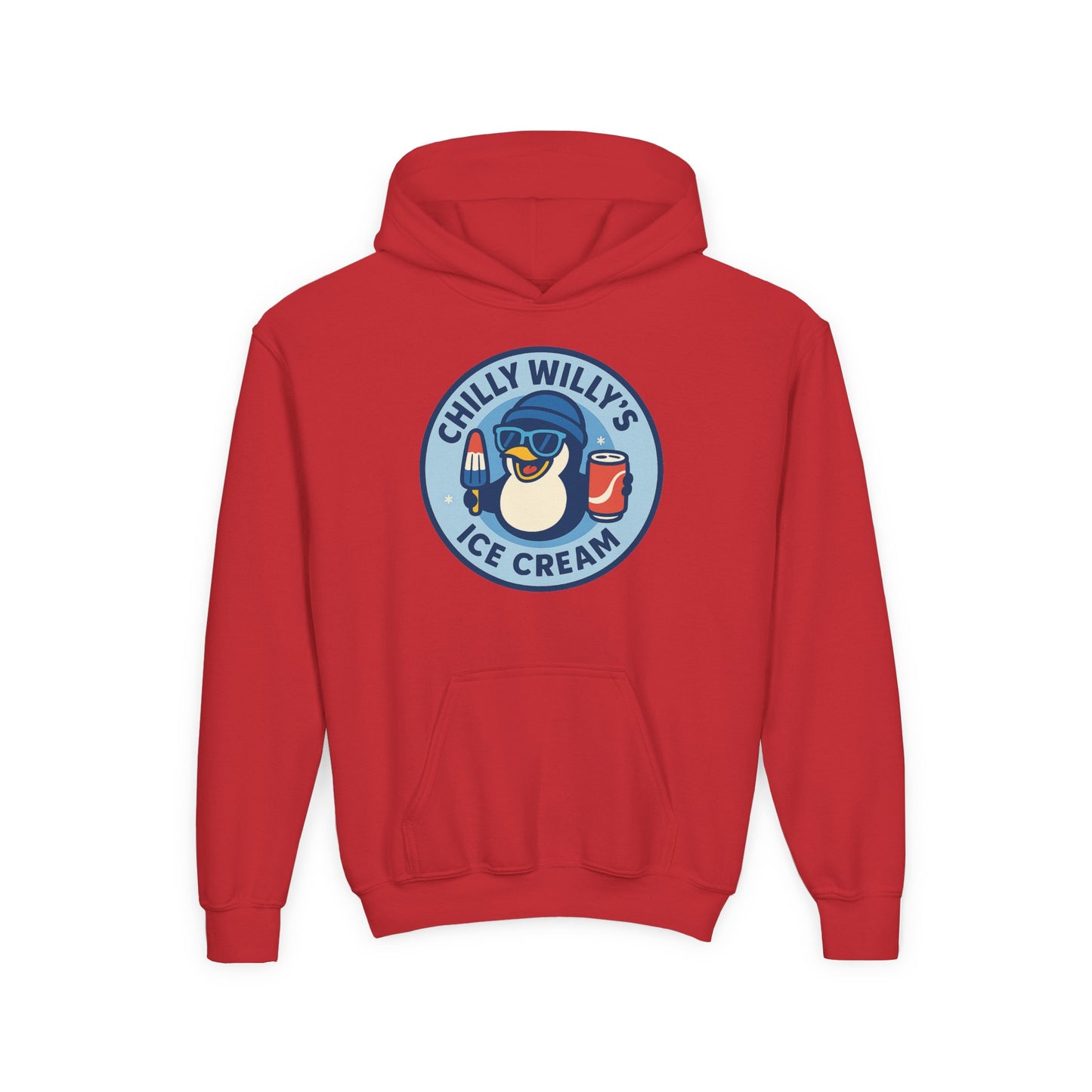 Chilly Willy's Ice Cream Youth Hoodie, Fun Winter Apparel, Kids Gift, Birthday Celebration, Cozy Sweatshirt