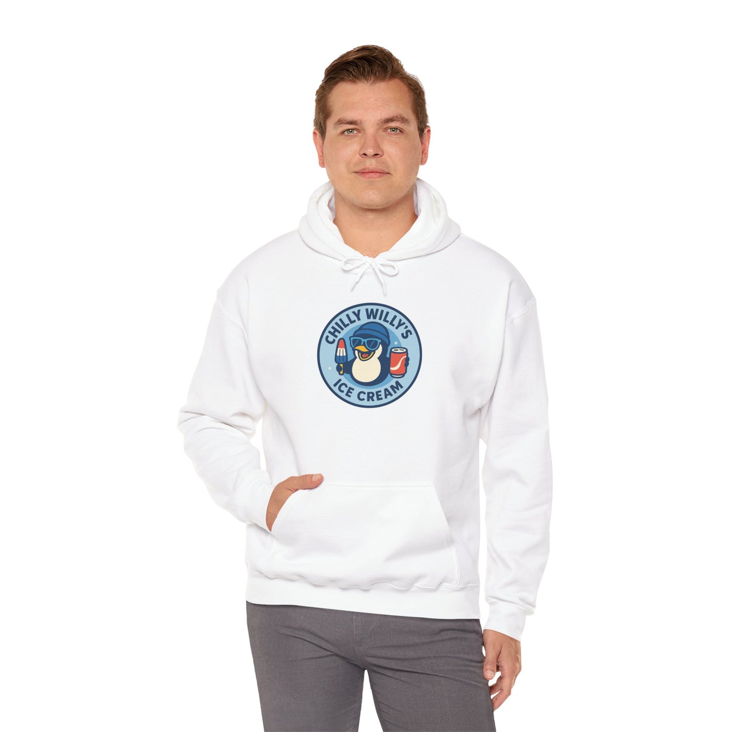 Chilly Willy's Ice Cream Hooded Sweatshirt, Unisex Hoodie, Summer Apparel, Gift for Ice Cream Lovers, Casual Wear