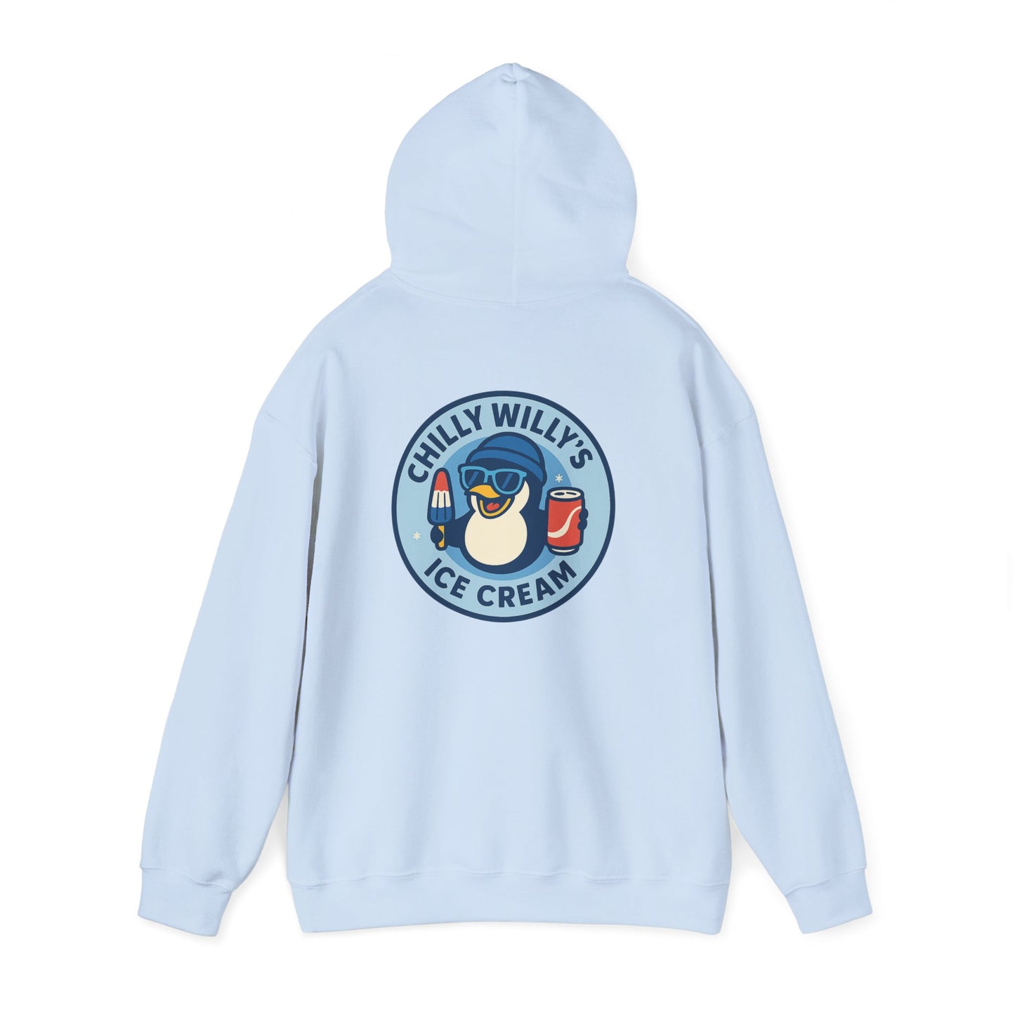Chilly Willy's Ice Cream Hooded Sweatshirt, Unisex Hoodie, Summer Apparel, Gift for Ice Cream Lovers, Casual Wear