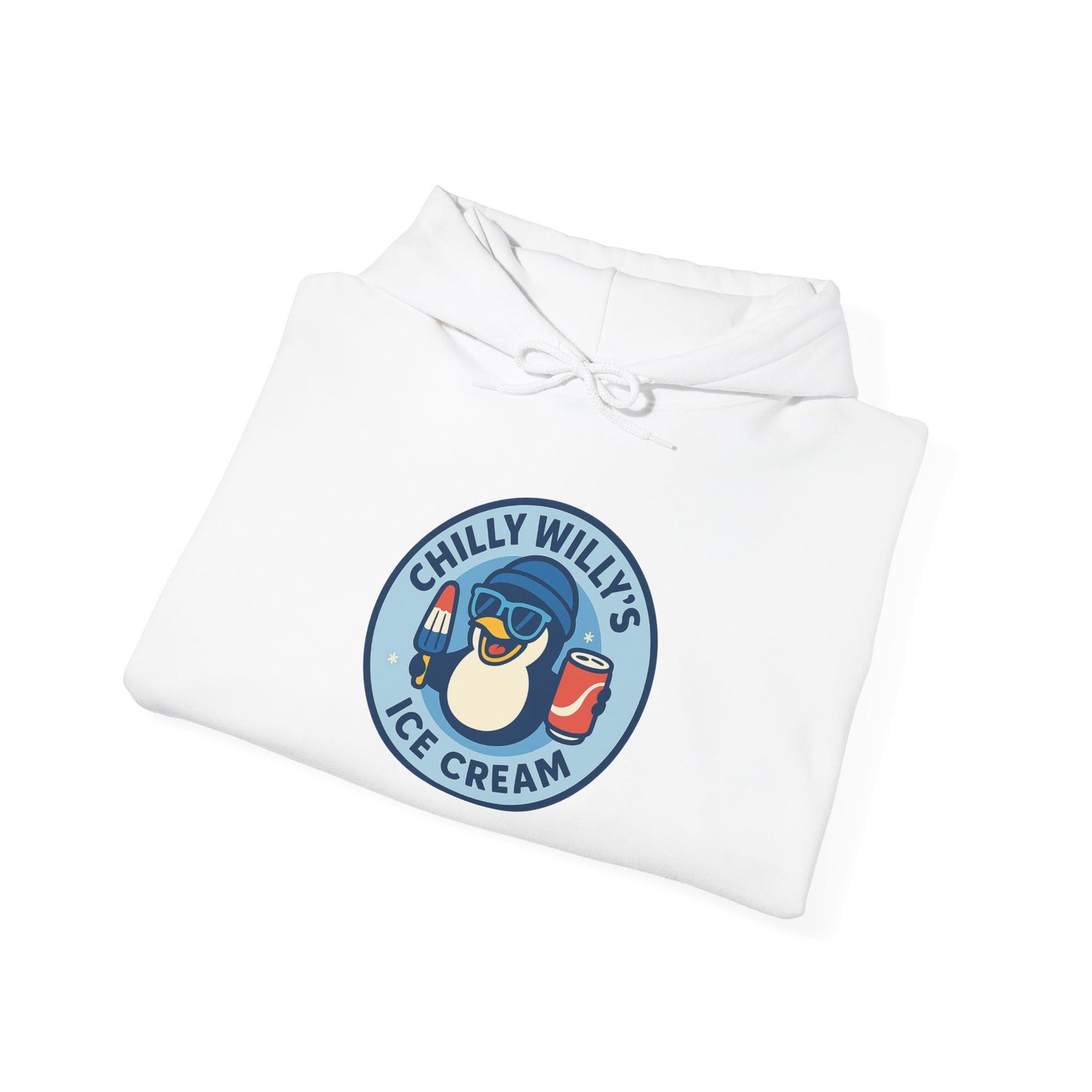 Chilly Willy's Ice Cream Hooded Sweatshirt, Unisex Hoodie, Summer Apparel, Gift for Ice Cream Lovers, Casual Wear