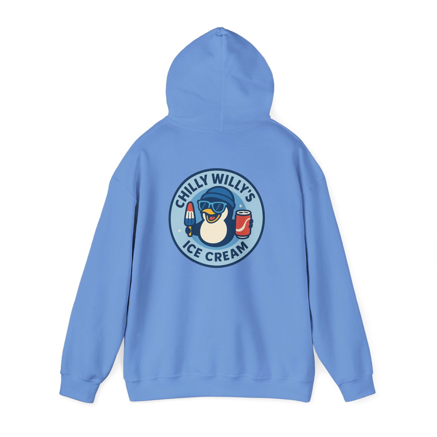 Chilly Willy's Ice Cream Hooded Sweatshirt, Unisex Hoodie, Summer Apparel, Gift for Ice Cream Lovers, Casual Wear