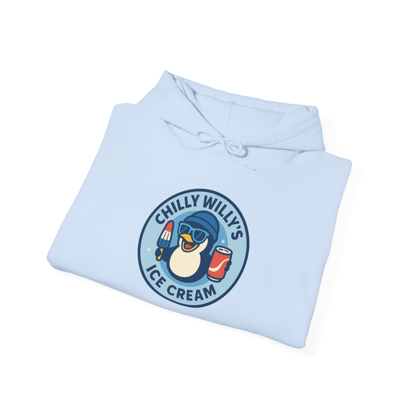 Chilly Willy's Ice Cream Hooded Sweatshirt, Unisex Hoodie, Summer Apparel, Gift for Ice Cream Lovers, Casual Wear