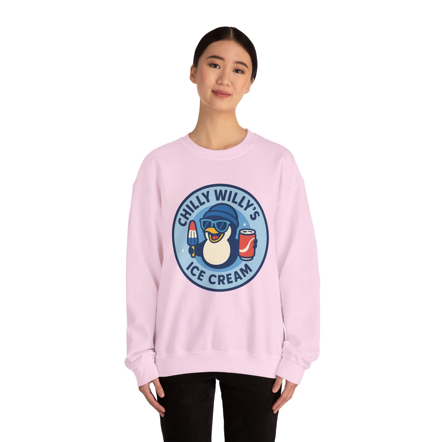Chilly Willy's Ice Cream Sweatshirt, Fun Unisex Crewneck, Perfect for Ice Cream Lovers, Summer Vibes Apparel, Gift for Friends & Family