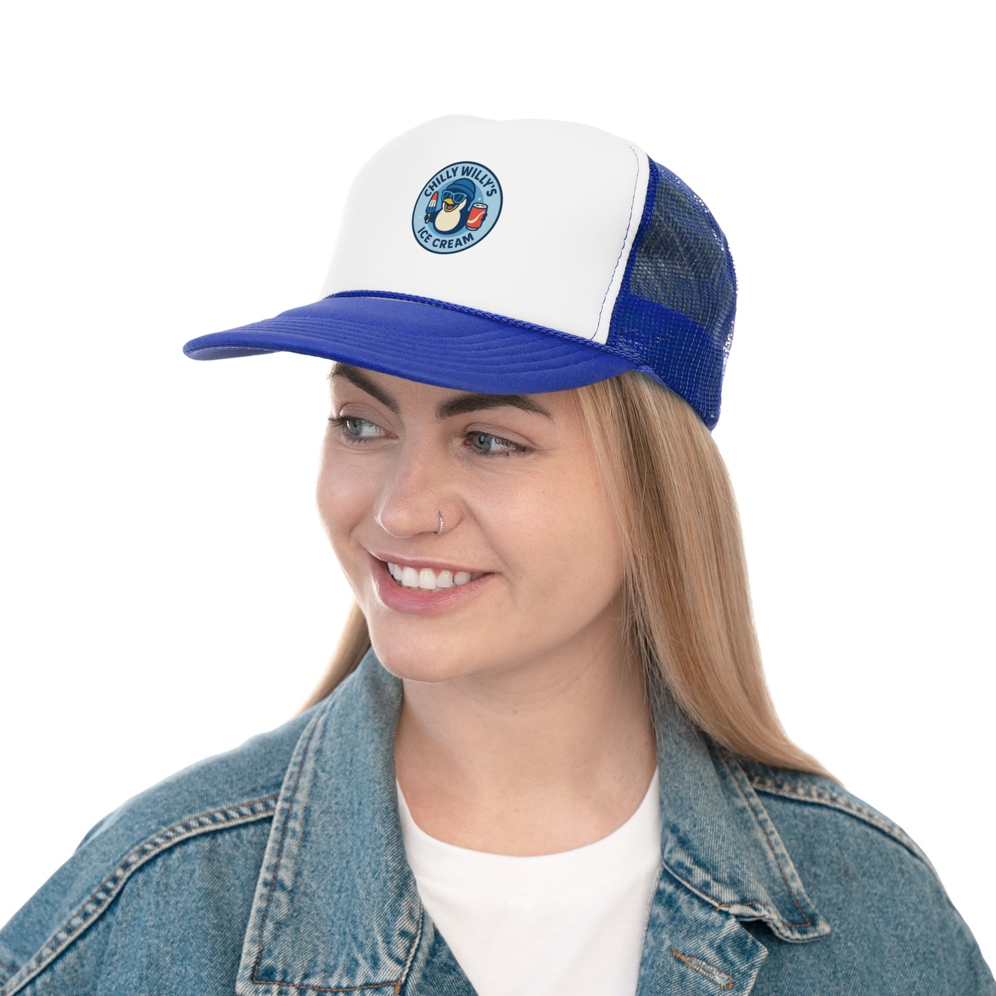 Chilly Willy's Ice Cream Trucker Cap, Summer Hats, Casual Outdoor Accessories, Gift for Ice Cream Lovers, Retro Style Cap