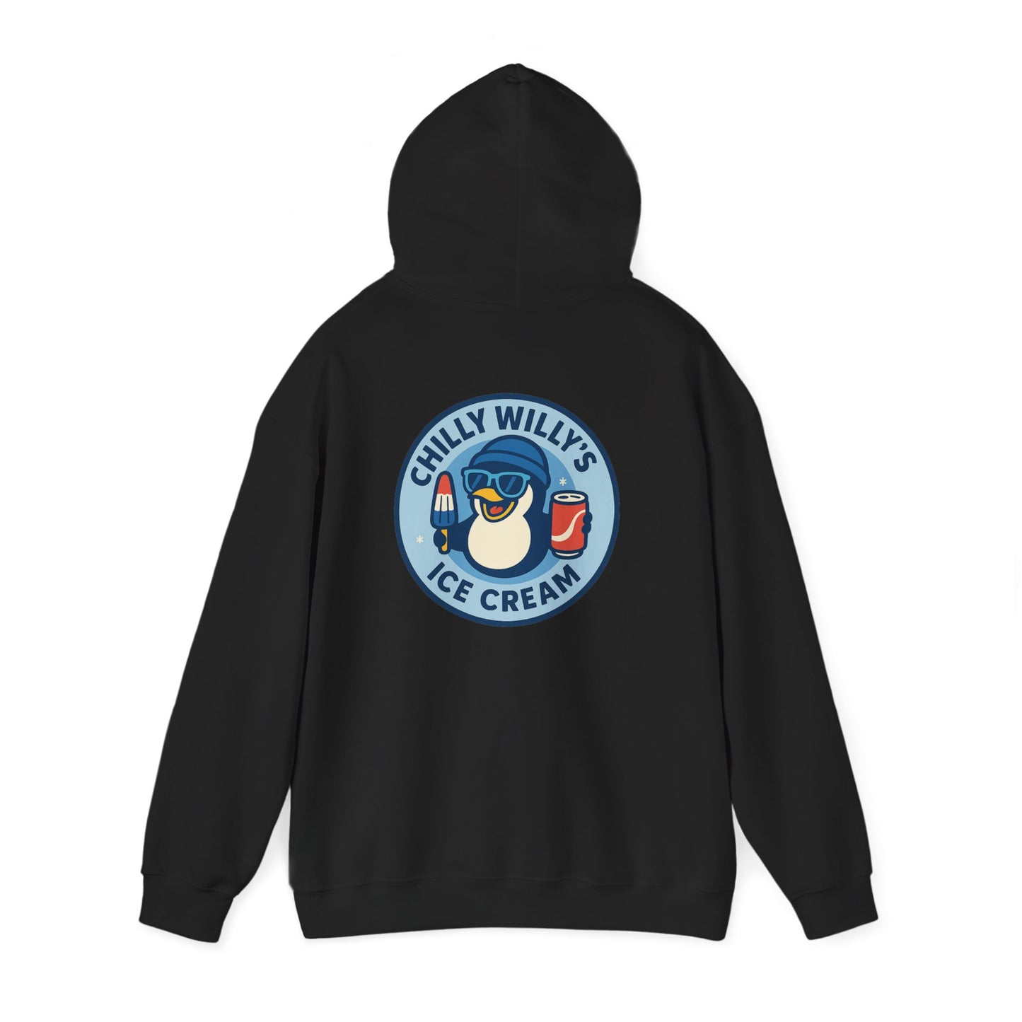 Chilly Willy's Ice Cream Hooded Sweatshirt, Unisex Hoodie, Summer Apparel, Gift for Ice Cream Lovers, Casual Wear