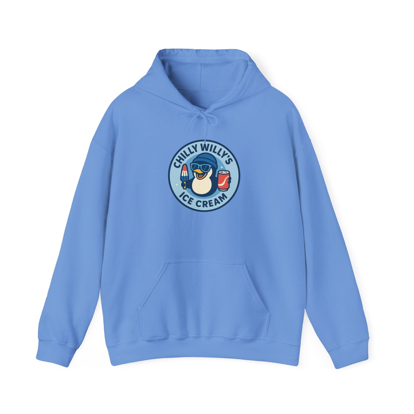 Chilly Willy's Ice Cream Hooded Sweatshirt, Unisex Hoodie, Summer Apparel, Gift for Ice Cream Lovers, Casual Wear