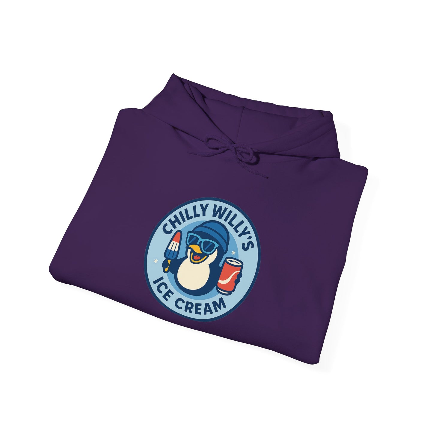 Chilly Willy's Ice Cream Hooded Sweatshirt, Unisex Hoodie, Summer Apparel, Gift for Ice Cream Lovers, Casual Wear