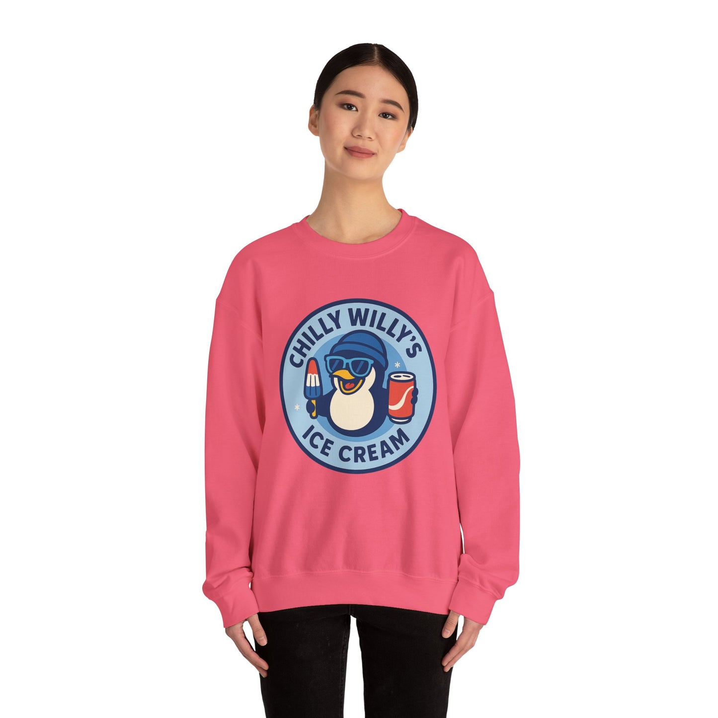 Chilly Willy's Ice Cream Sweatshirt, Fun Unisex Crewneck, Perfect for Ice Cream Lovers, Summer Vibes Apparel, Gift for Friends & Family