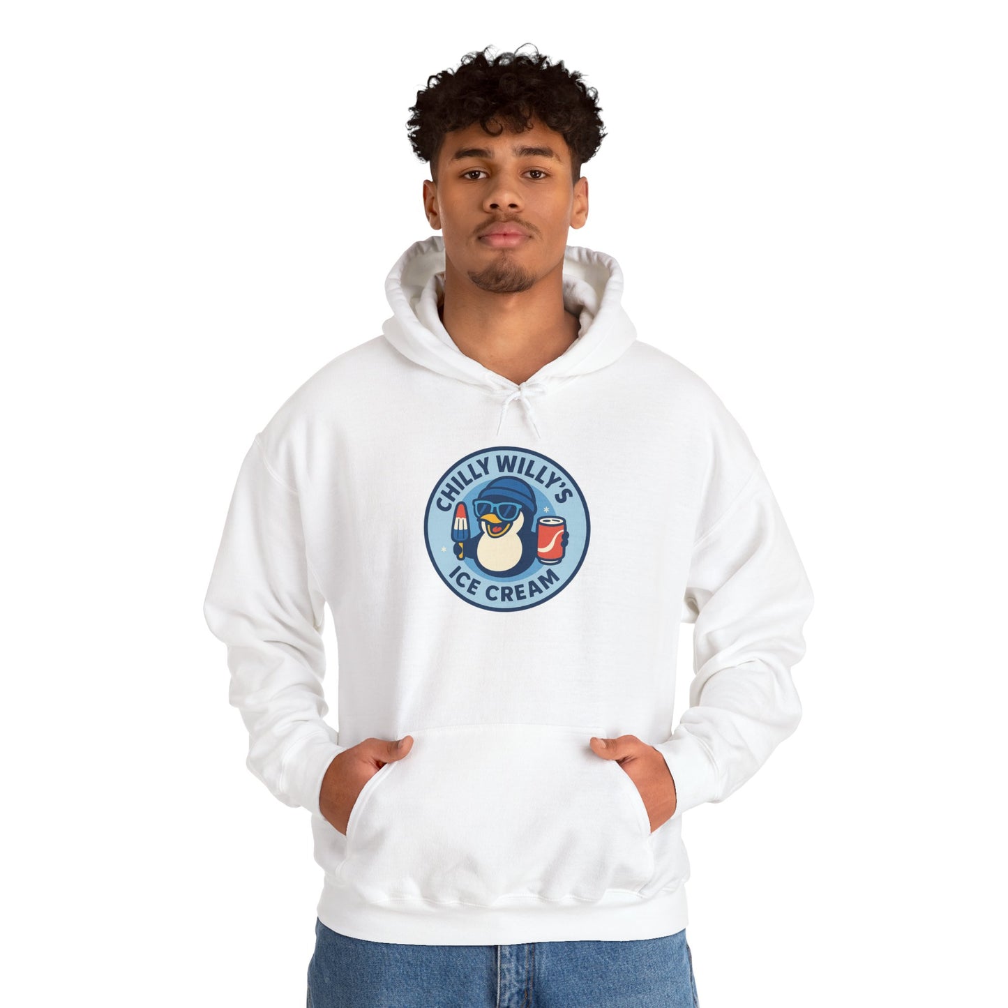 Chilly Willy's Ice Cream Hooded Sweatshirt, Unisex Hoodie, Summer Apparel, Gift for Ice Cream Lovers, Casual Wear