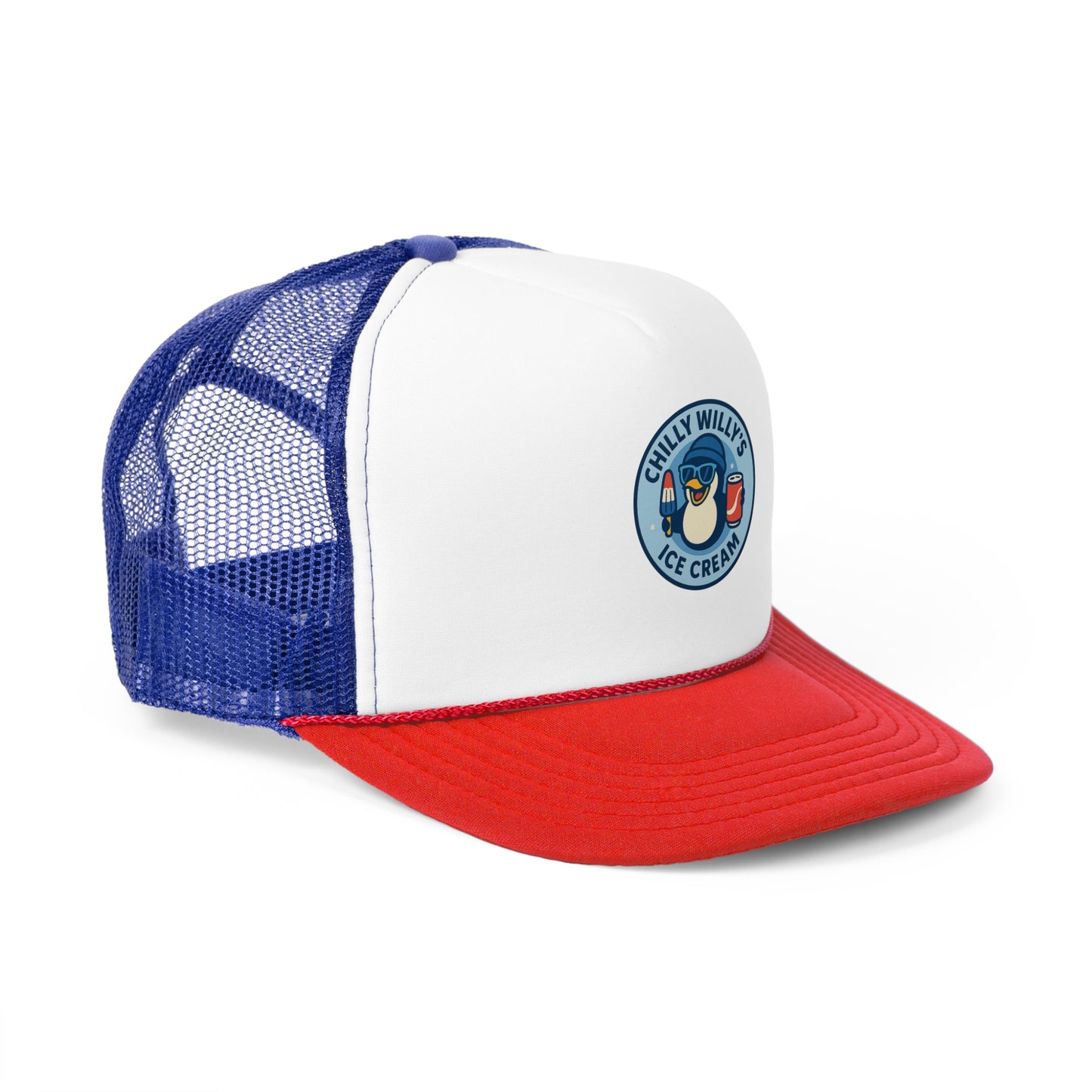 Chilly Willy's Ice Cream Trucker Cap, Summer Hats, Casual Outdoor Accessories, Gift for Ice Cream Lovers, Retro Style Cap
