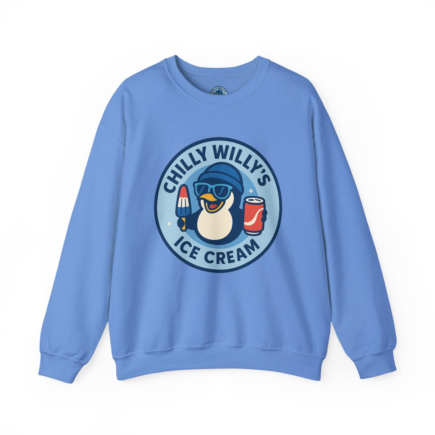 Chilly Willy's Ice Cream Sweatshirt, Fun Unisex Crewneck, Perfect for Ice Cream Lovers, Summer Vibes Apparel, Gift for Friends & Family