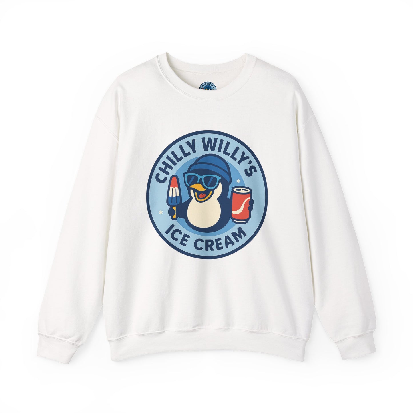 Chilly Willy's Ice Cream Sweatshirt, Fun Unisex Crewneck, Perfect for Ice Cream Lovers, Summer Vibes Apparel, Gift for Friends & Family