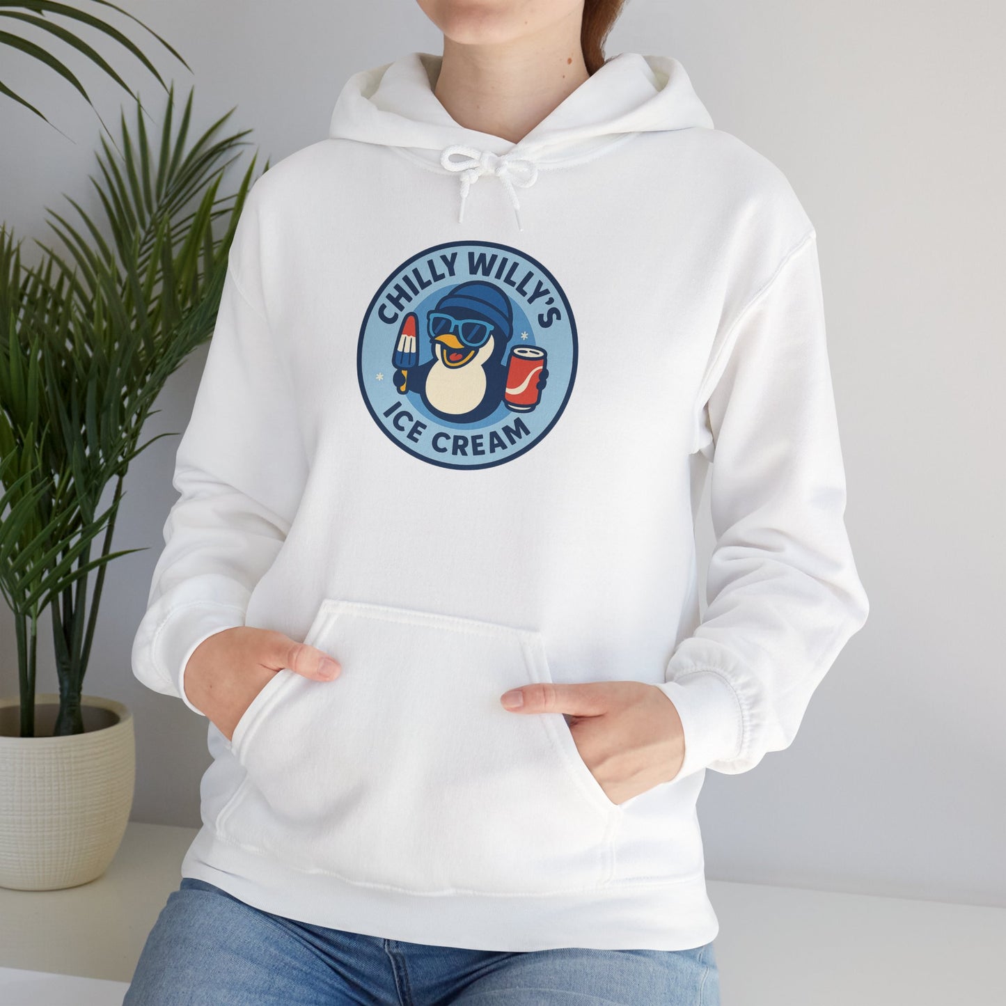 Chilly Willy's Ice Cream Hooded Sweatshirt, Unisex Hoodie, Summer Apparel, Gift for Ice Cream Lovers, Casual Wear