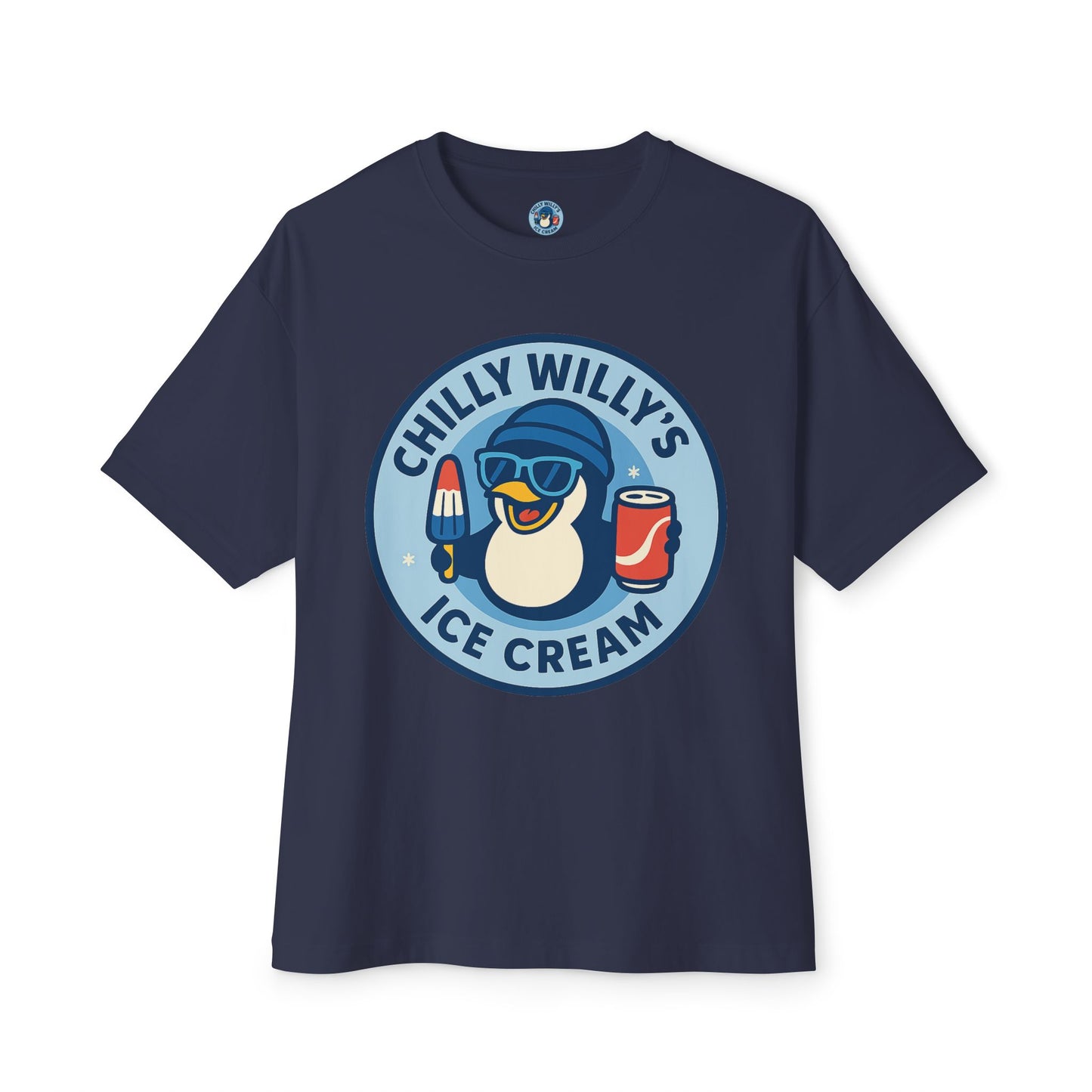 Chilly Willy's Ice Cream Oversized Tee, Summer Vibe Shirt, Fun Graphic T-Shirt, Casual Wear, Gift for Ice Cream Lovers