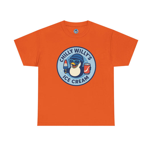 Chilly Willy's Ice Cream Tee, Fun Summer T-Shirt, Penguin Theme Shirt, Unisex Casual Wear, Ice Cream Lovers Gift