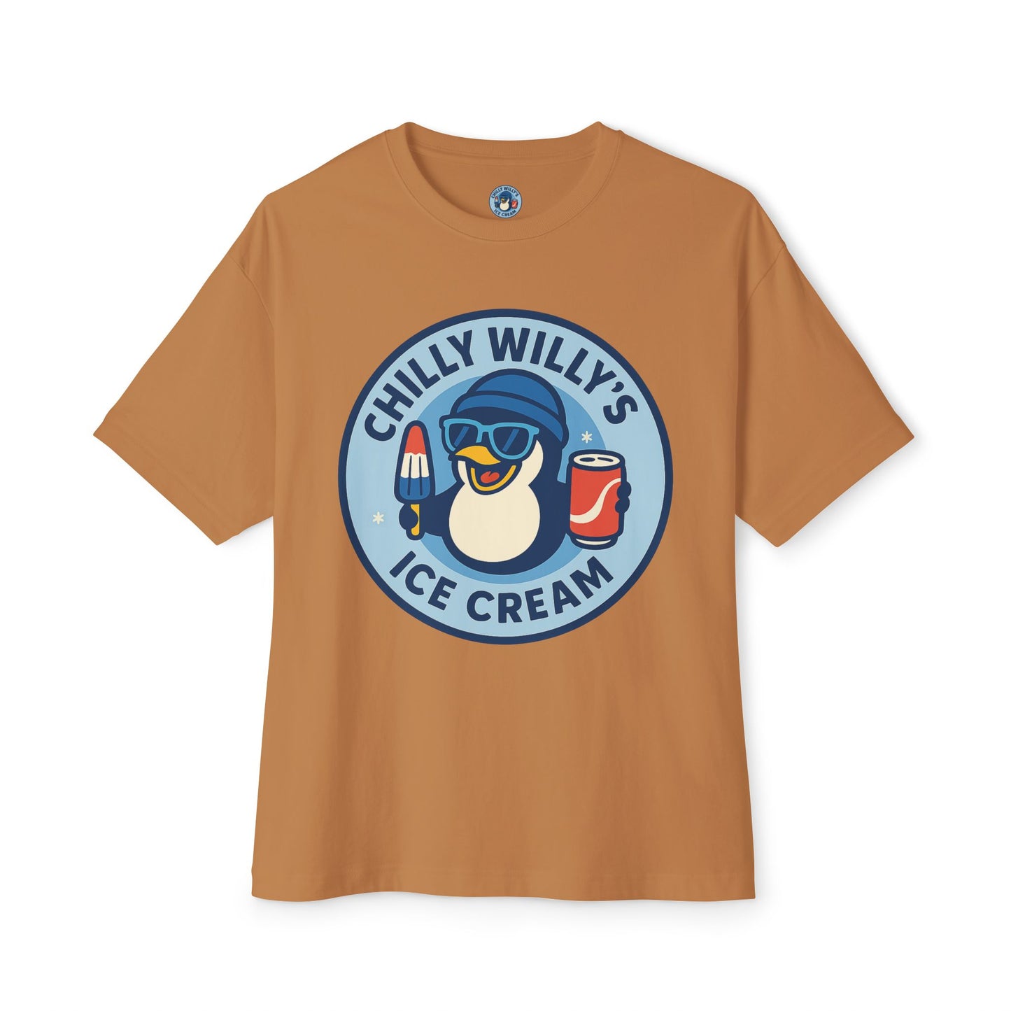 Chilly Willy's Ice Cream Oversized Tee, Summer Vibe Shirt, Fun Graphic T-Shirt, Casual Wear, Gift for Ice Cream Lovers