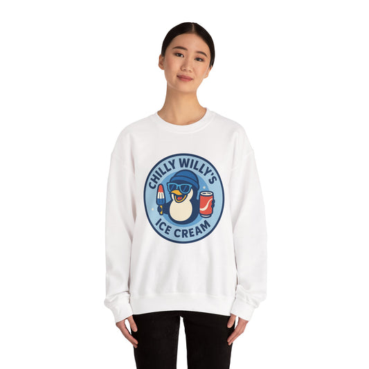 Chilly Willy's Ice Cream Sweatshirt, Fun Unisex Crewneck, Perfect for Ice Cream Lovers, Summer Vibes Apparel, Gift for Friends & Family
