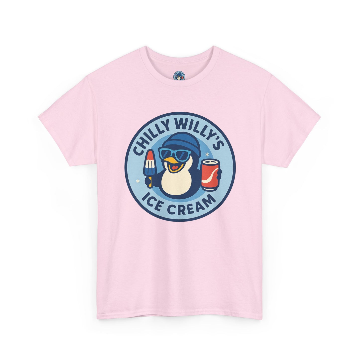 Chilly Willy's Ice Cream Tee, Fun Summer T-Shirt, Penguin Theme Shirt, Unisex Casual Wear, Ice Cream Lovers Gift