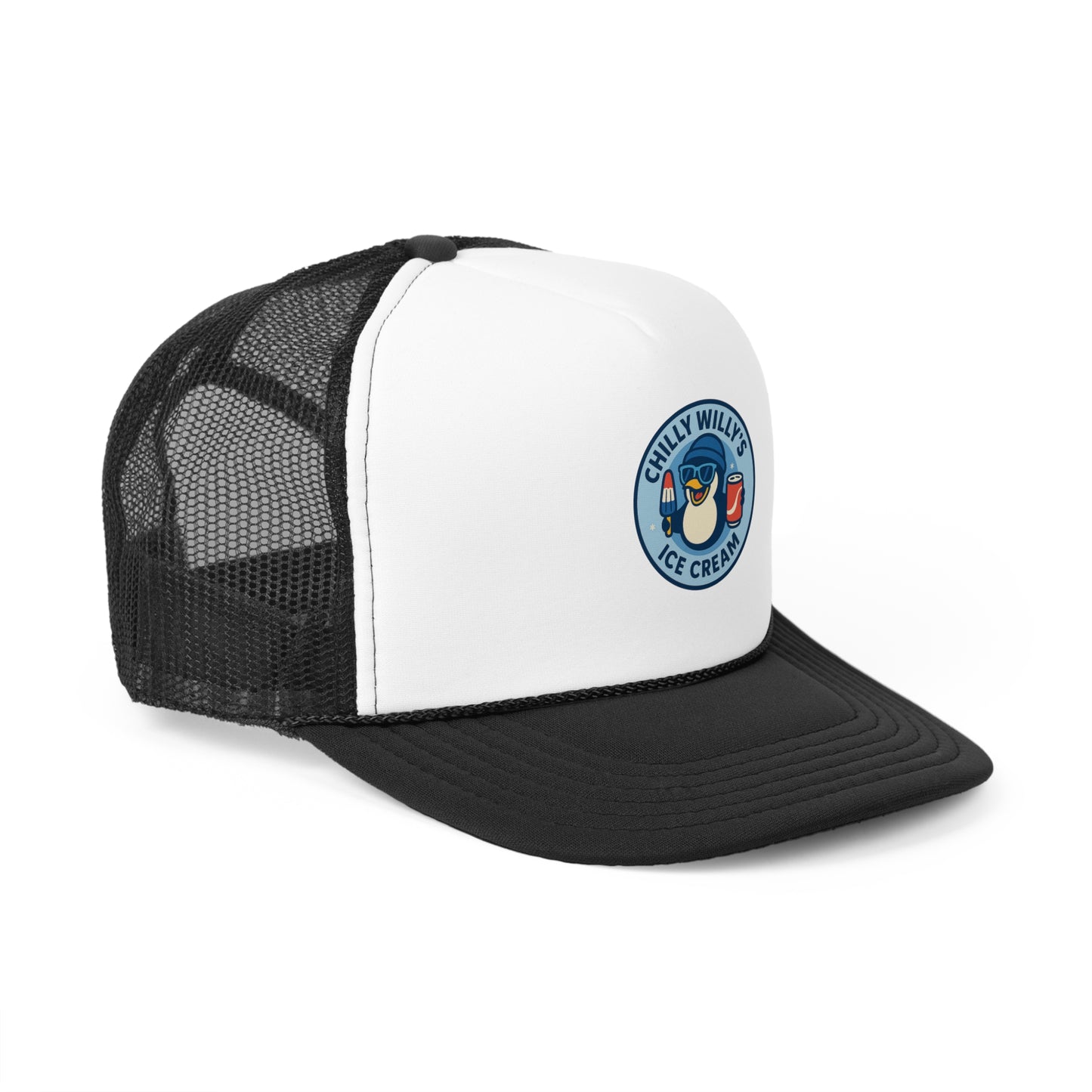 Chilly Willy's Ice Cream Trucker Cap, Summer Hats, Casual Outdoor Accessories, Gift for Ice Cream Lovers, Retro Style Cap