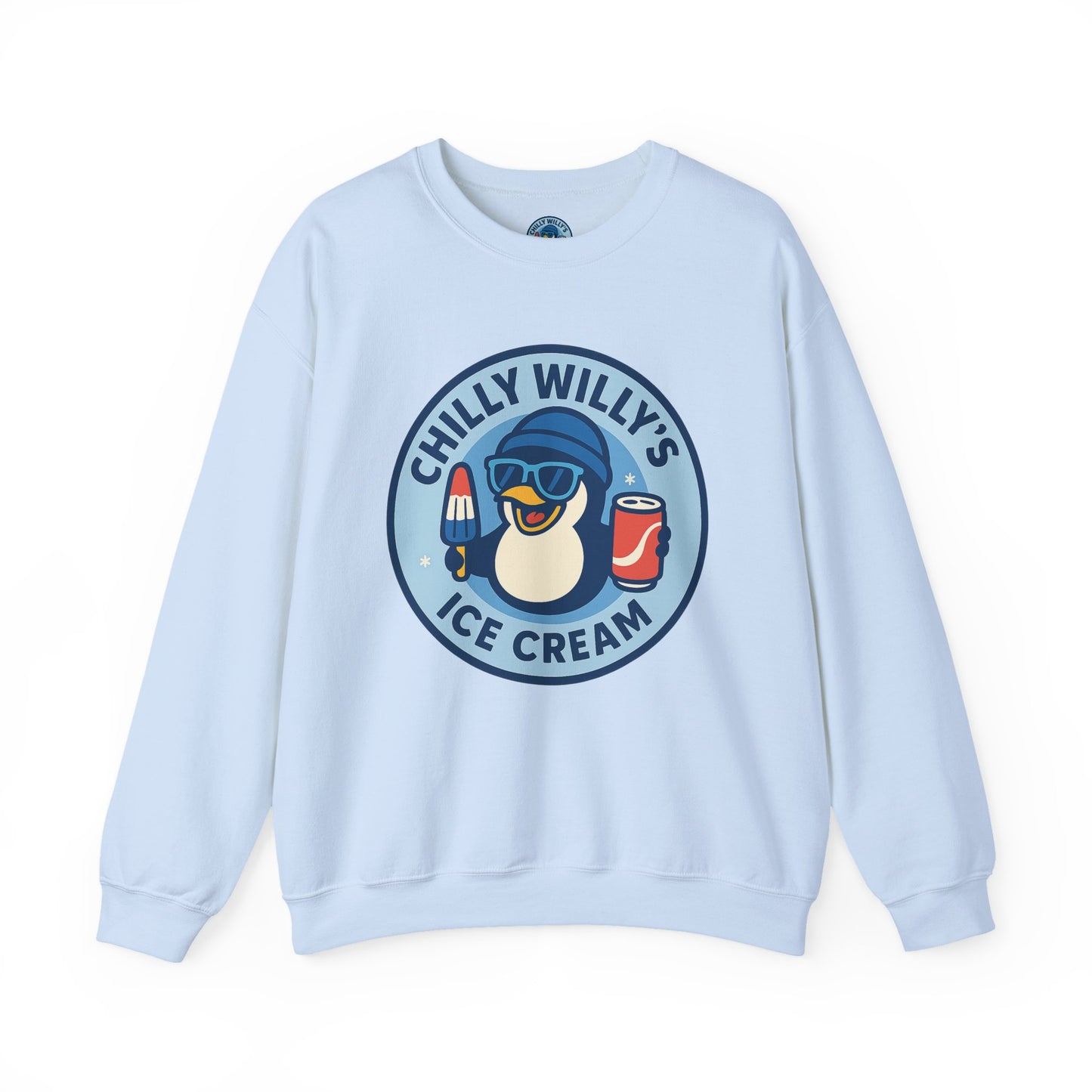 Chilly Willy's Ice Cream Sweatshirt, Fun Unisex Crewneck, Perfect for Ice Cream Lovers, Summer Vibes Apparel, Gift for Friends & Family